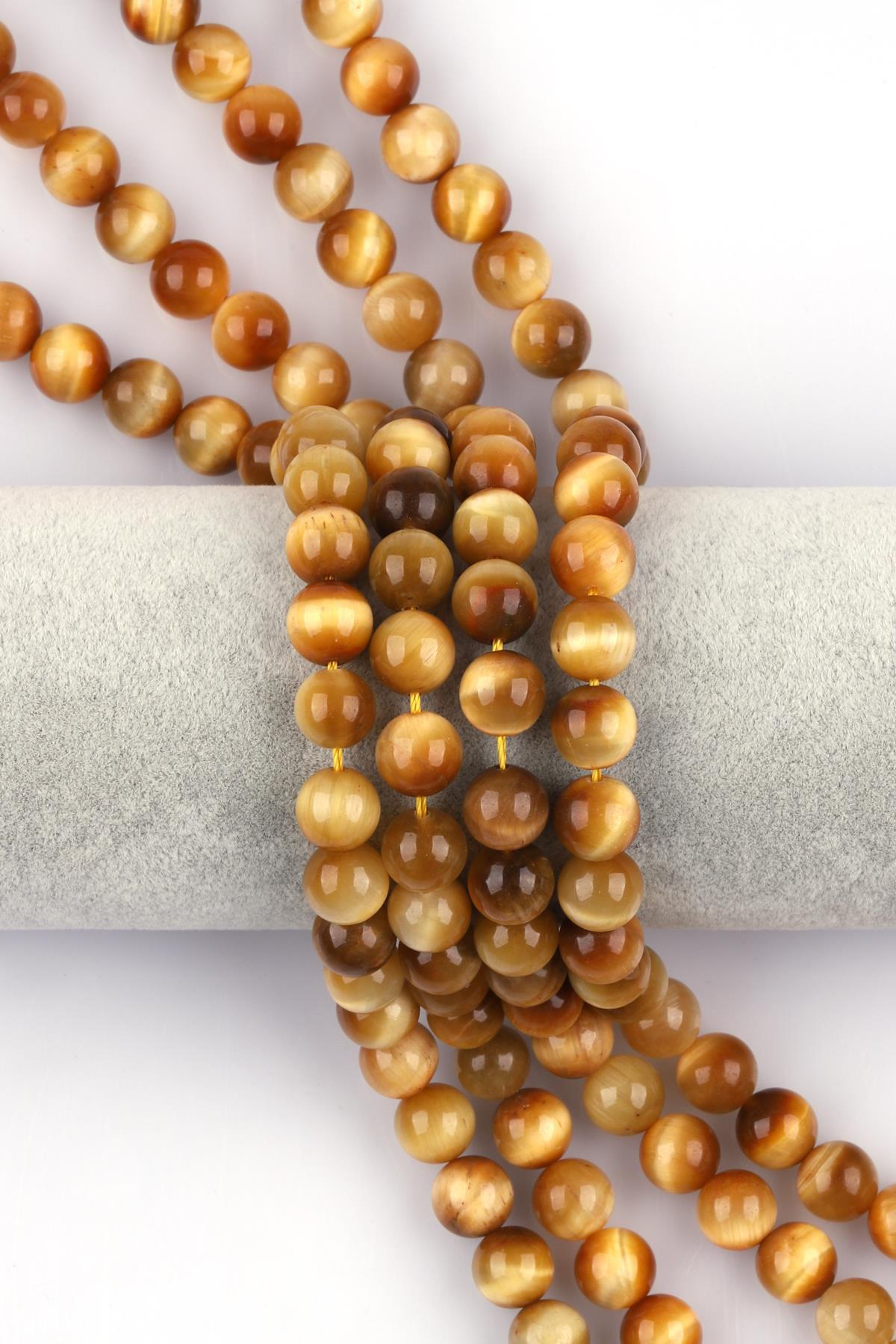 Sarı Kaplan Gözü Doğal Taş Dizi 10 mm Küre Kesim