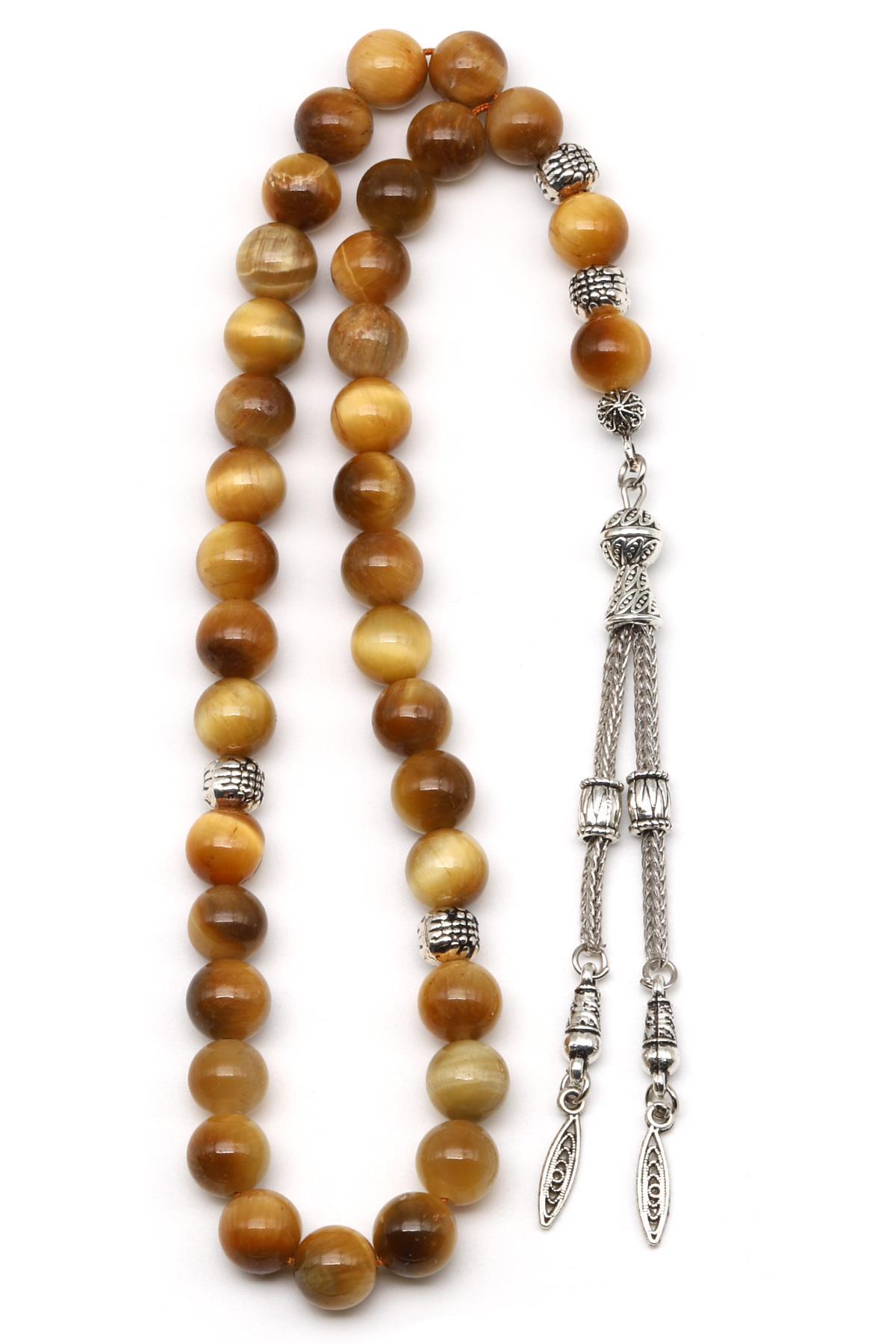 Sarı Kaplan Gözü Doğal Taş Tesbih 8 mm Küre Kesim