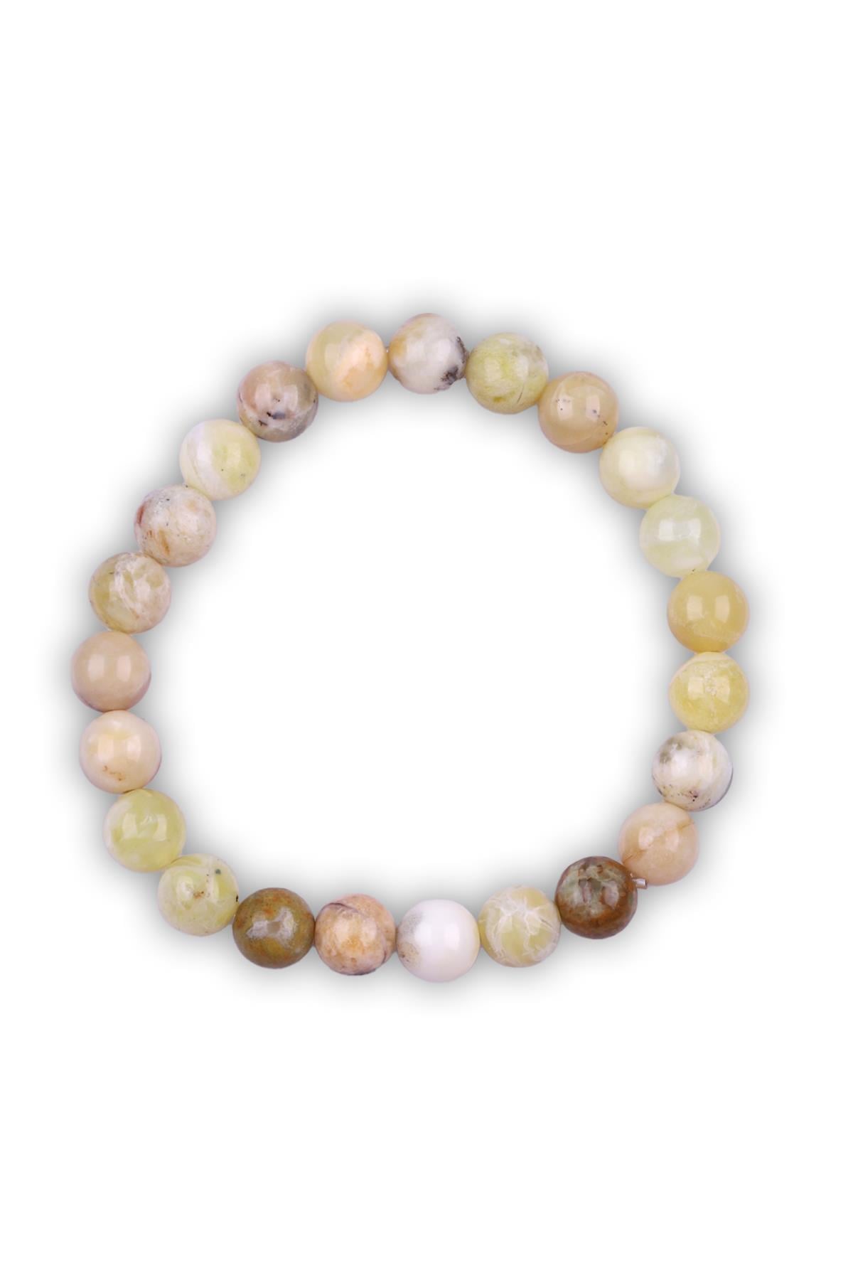 Sarı Opal Doğal Taş Bileklik 8mm Küre Kesim