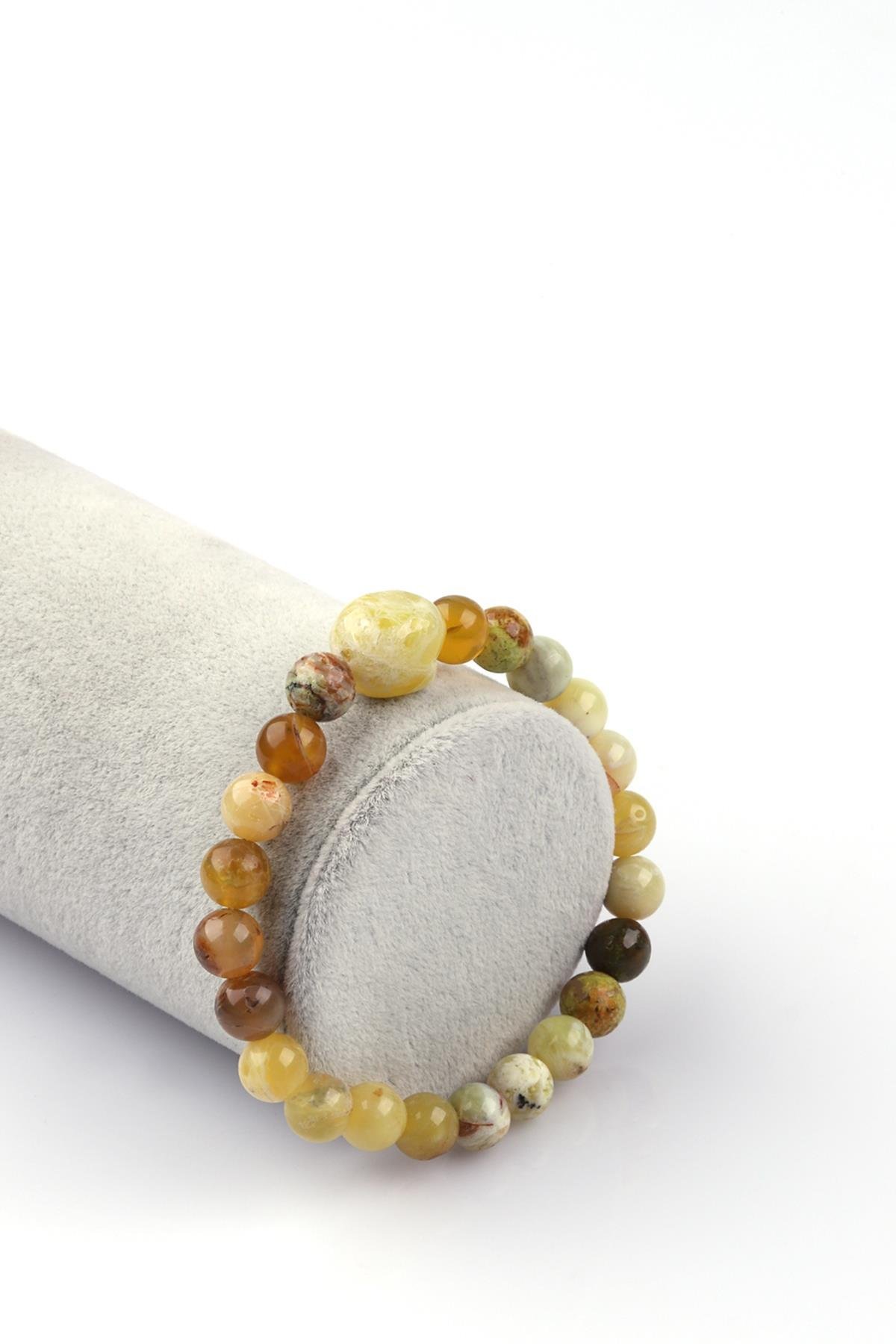 Sarı Opal Doğal Taş Bileklik 8mm Küre Kesim