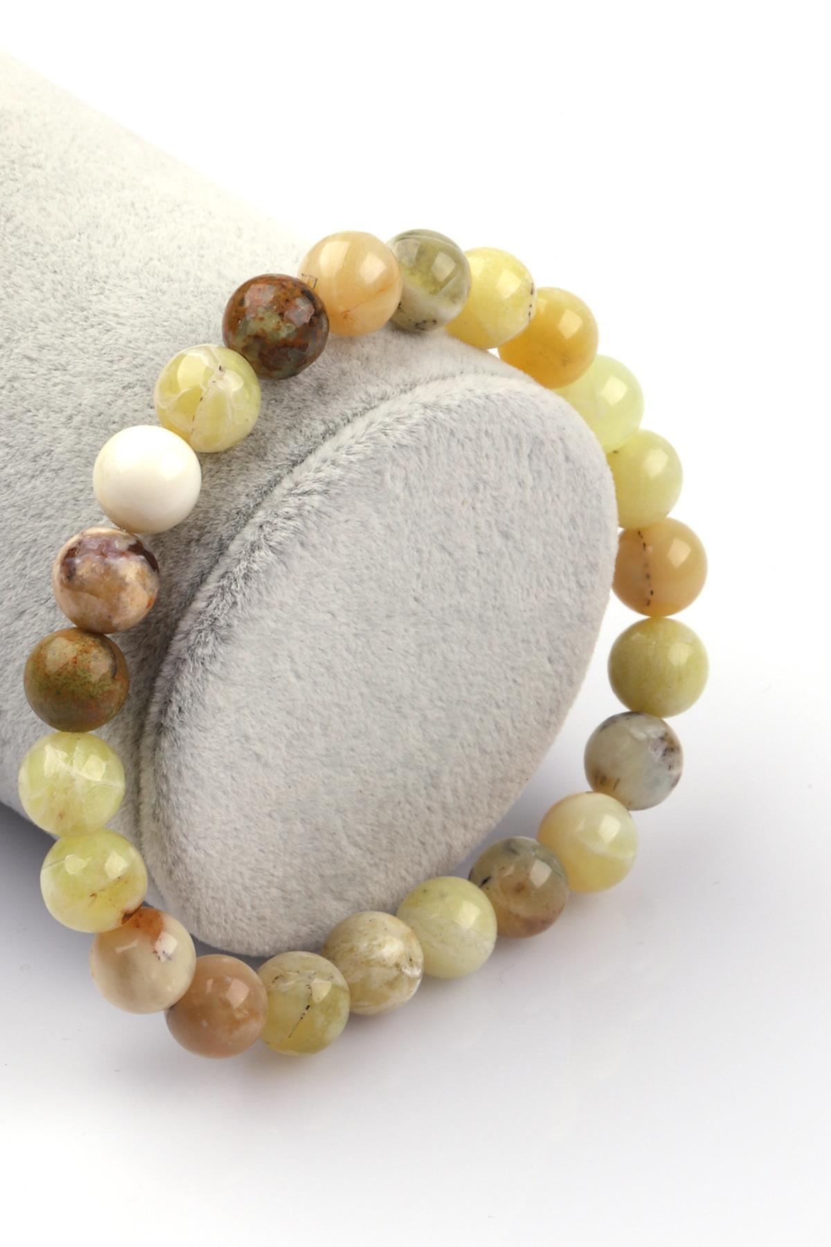 Sarı Opal Doğal Taş Bileklik 8mm Küre Kesim