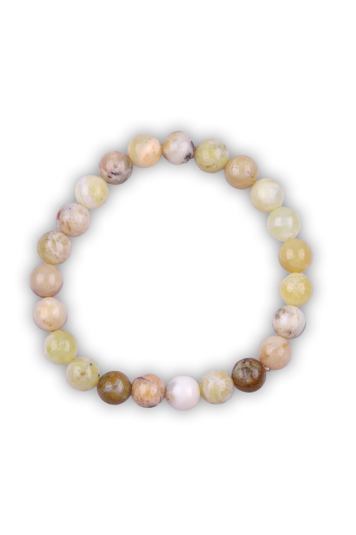 Sarı Opal Doğal Taş Bileklik 8mm Küre Kesim