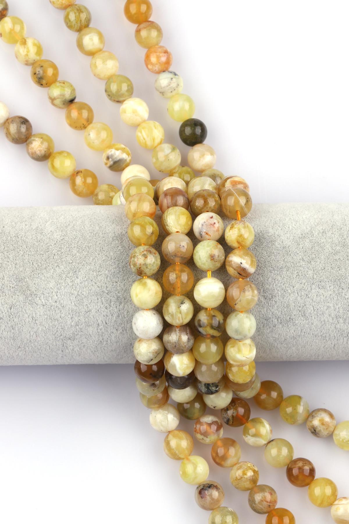 Sarı Opal Doğal Taş Dizi 10 mm Küre Kesim