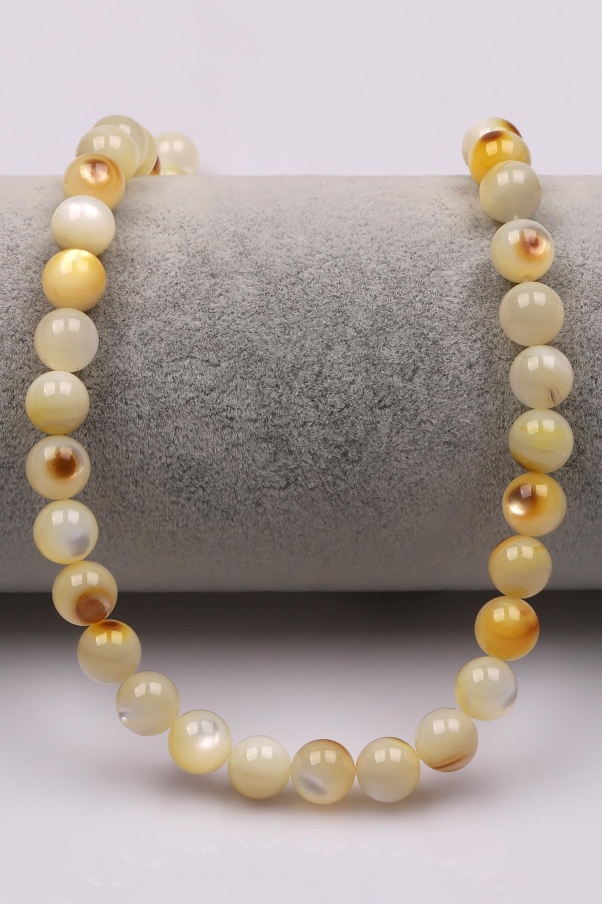 Sarı Sedef Doğaltaş Dizi 8 mm Küre Kesim