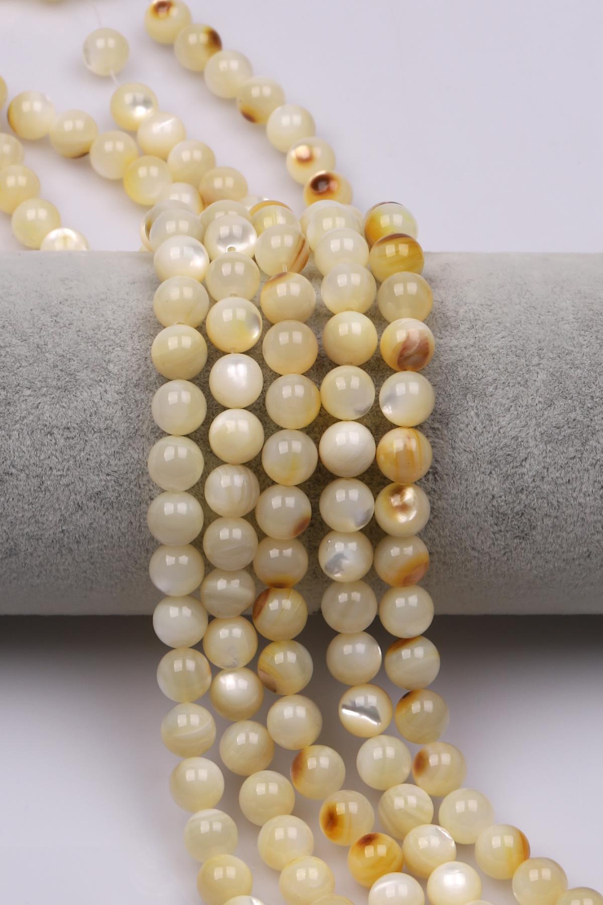 Sarı Sedef Doğaltaş Dizi 8 mm Küre Kesim