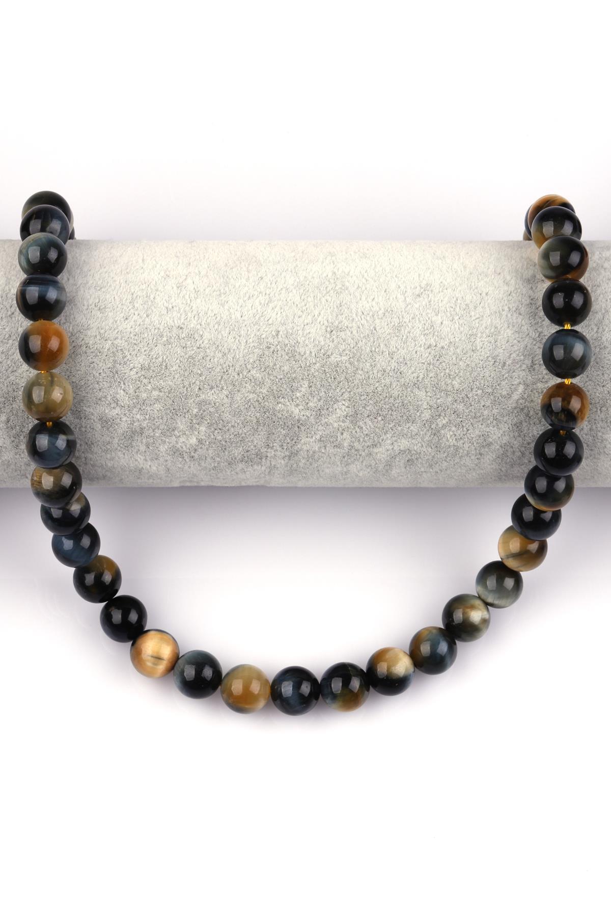 Sarı - Siyah Kaplan Gözü Doğal Taş Dizi 10 mm Küre Kesim