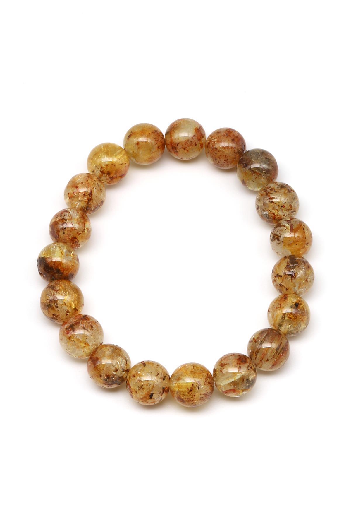 Sarı Topaz Doğal Taş Bileklik 10 mm Küre Kesim