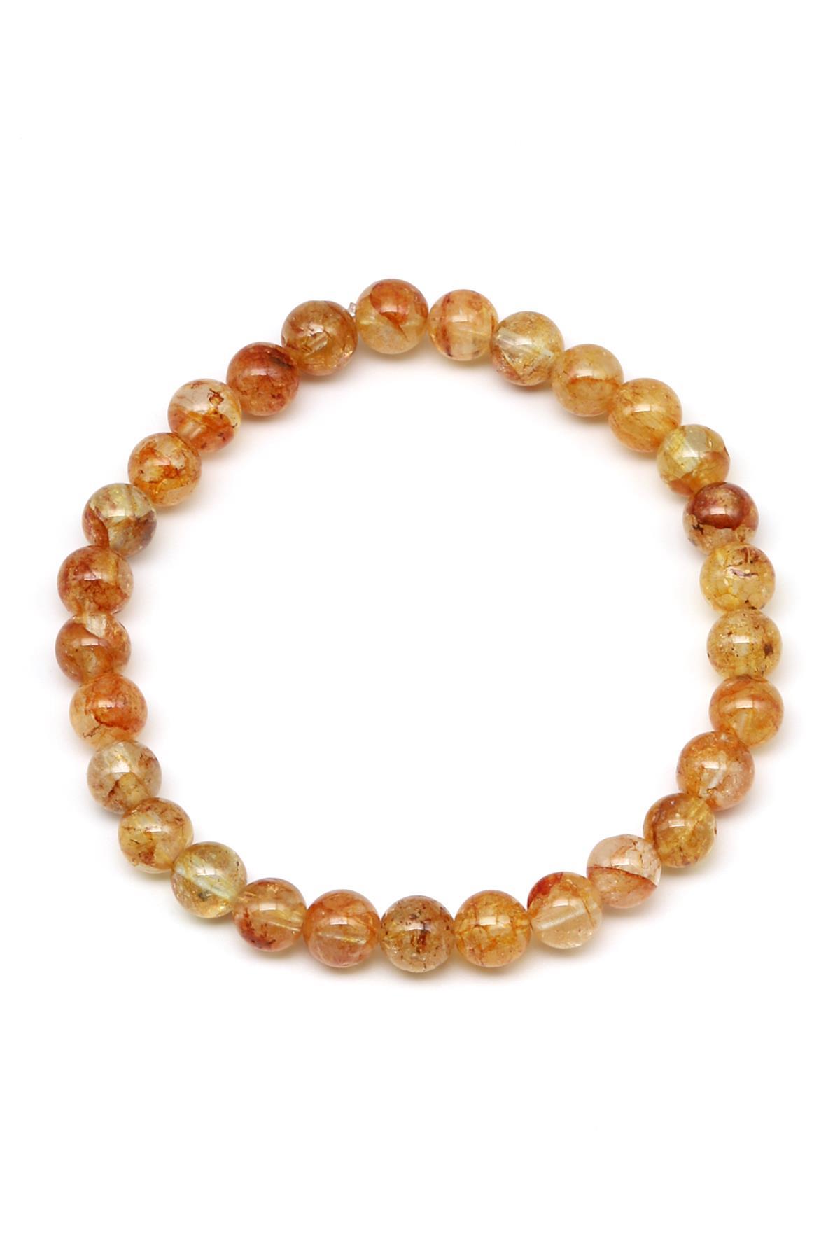 Sarı Topaz Doğal Taş Bileklik 6 mm Küre Kesim