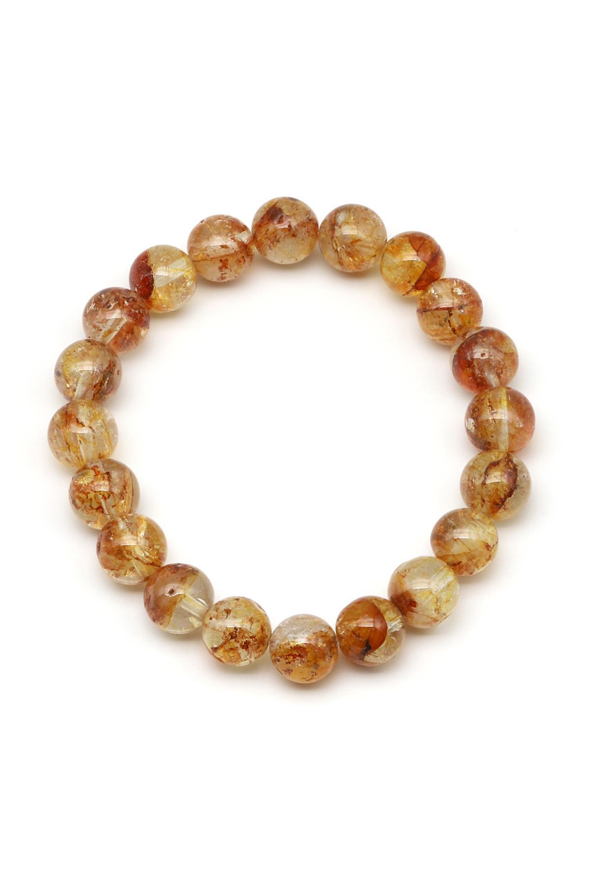 Sarı Topaz Doğal Taş Bileklik 9 mm Küre Kesim