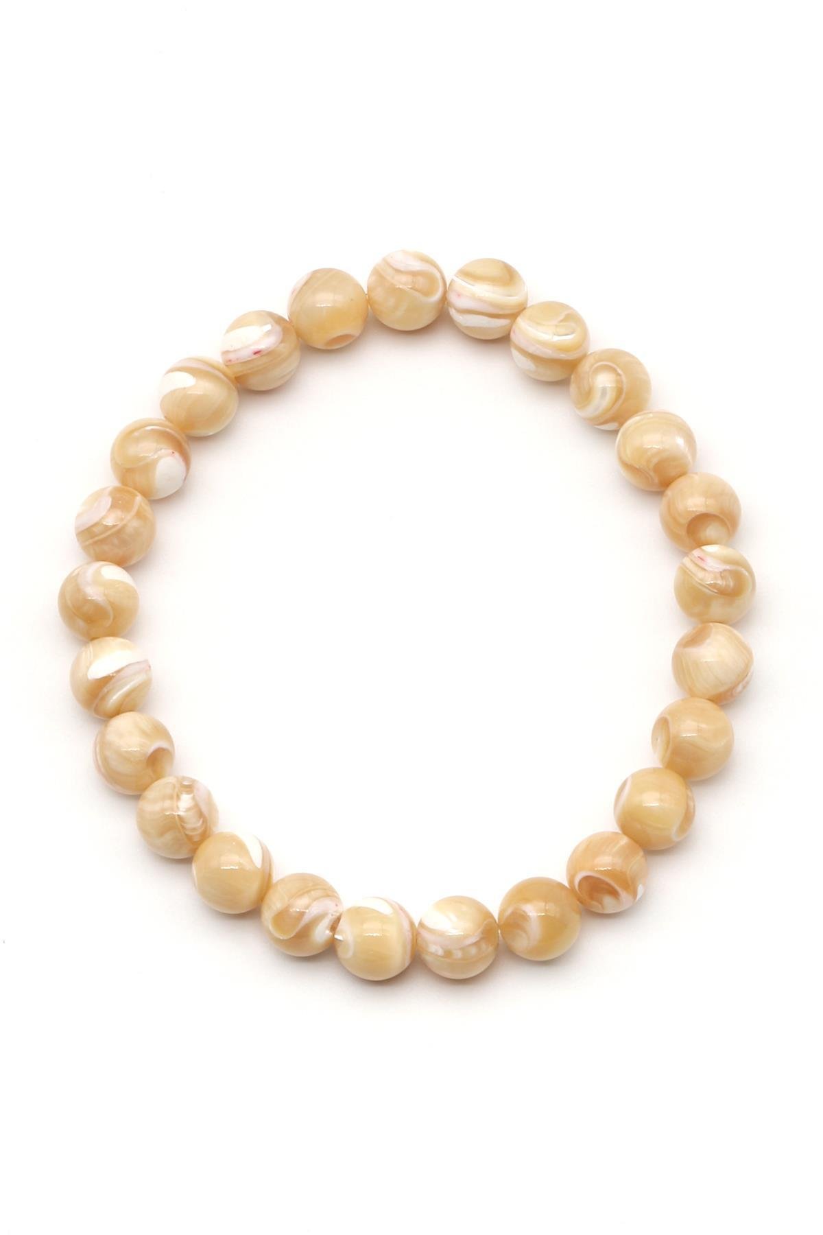 Sedef Doğal Taş Bileklik 8 mm Küre Kesim