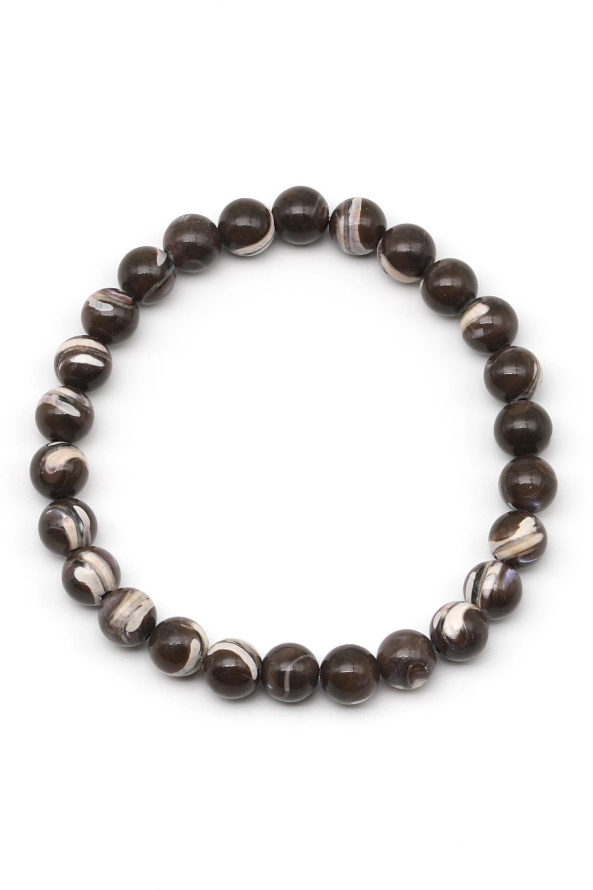 Sedef Doğal Taş Bileklik 8 mm Küre Kesim