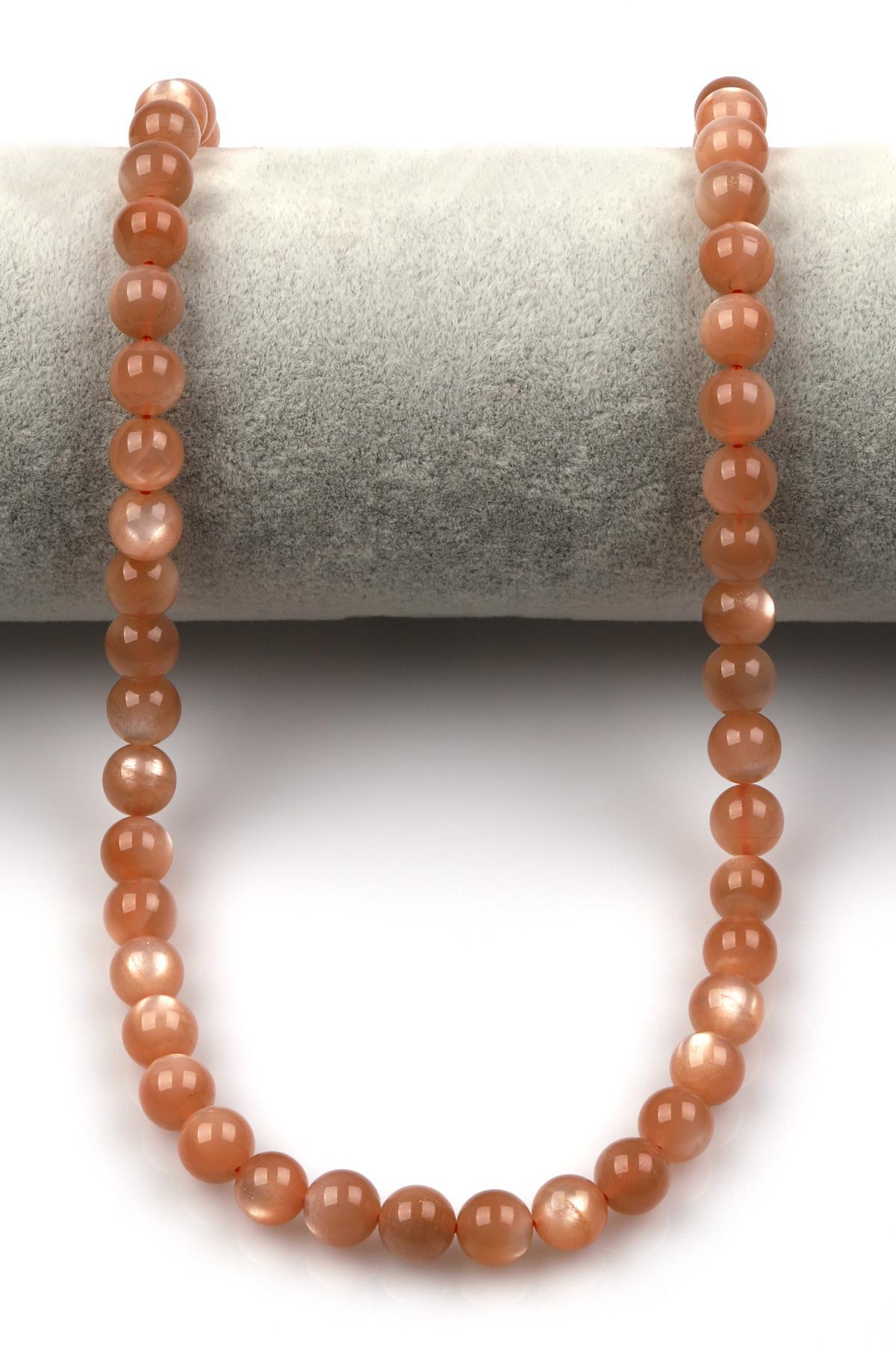 Şeftali Ay Taşı Doğal Taş Dizi 8 mm Küre Kesim