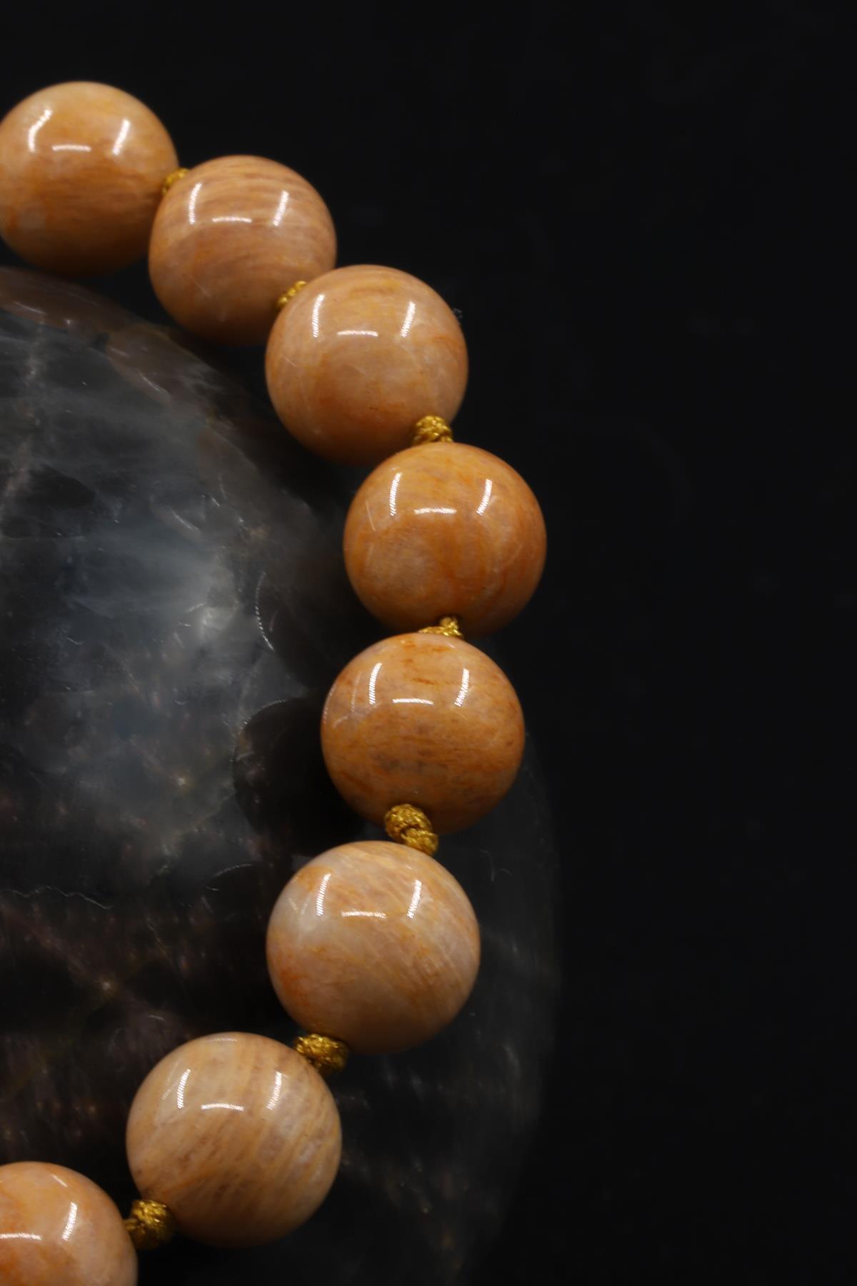 Şeftali Ay Taşı Doğal Taş Makrome Örme Bileklik