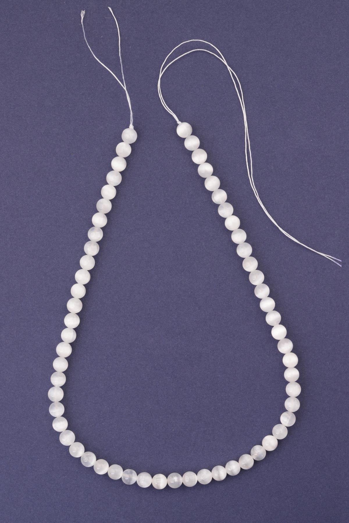 Selenit Doğal Taş Dizi 6 mm Küre Kesim