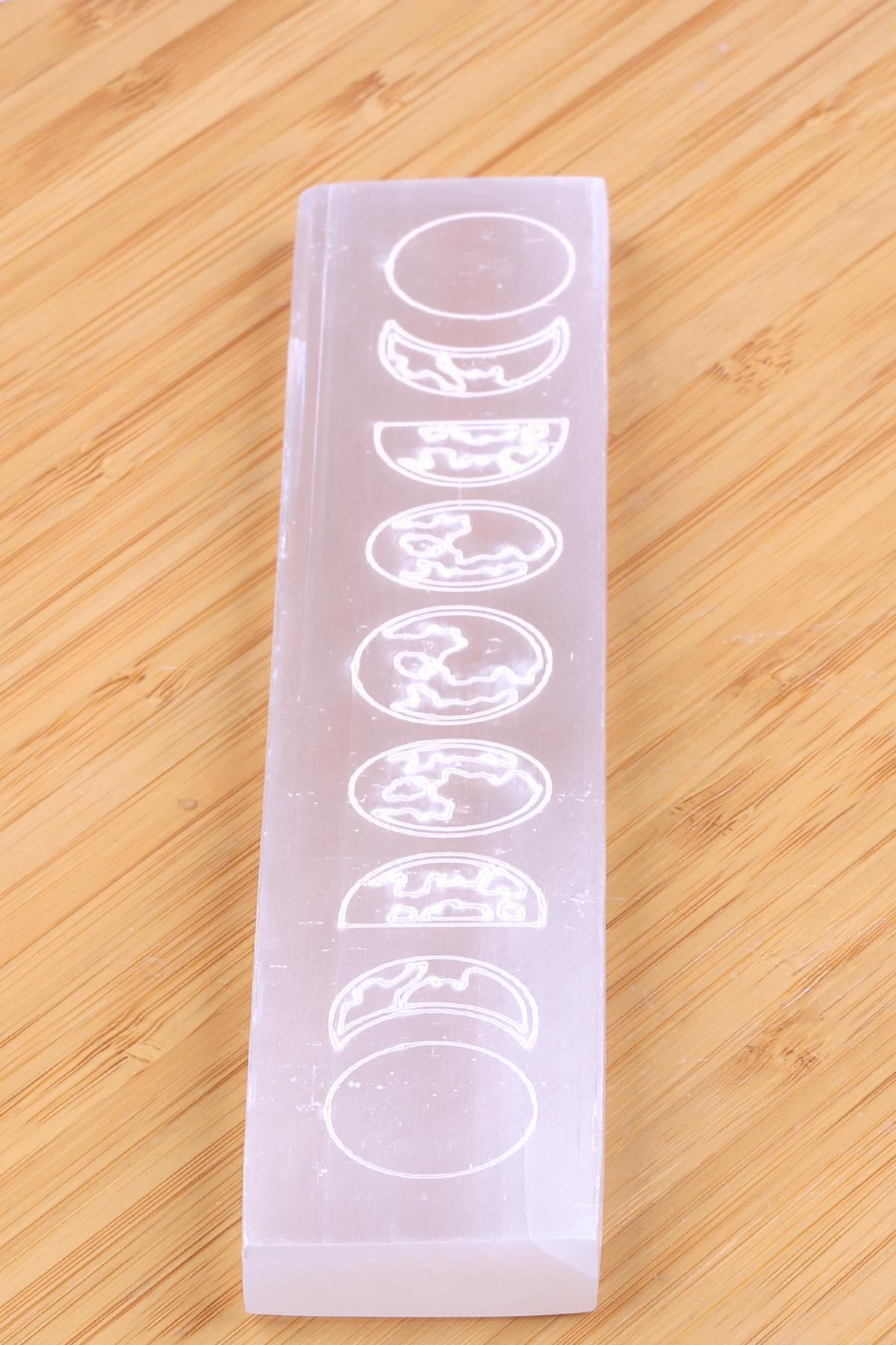 Selenit Doğal Taş Lazer İşlemeli Çubuk 