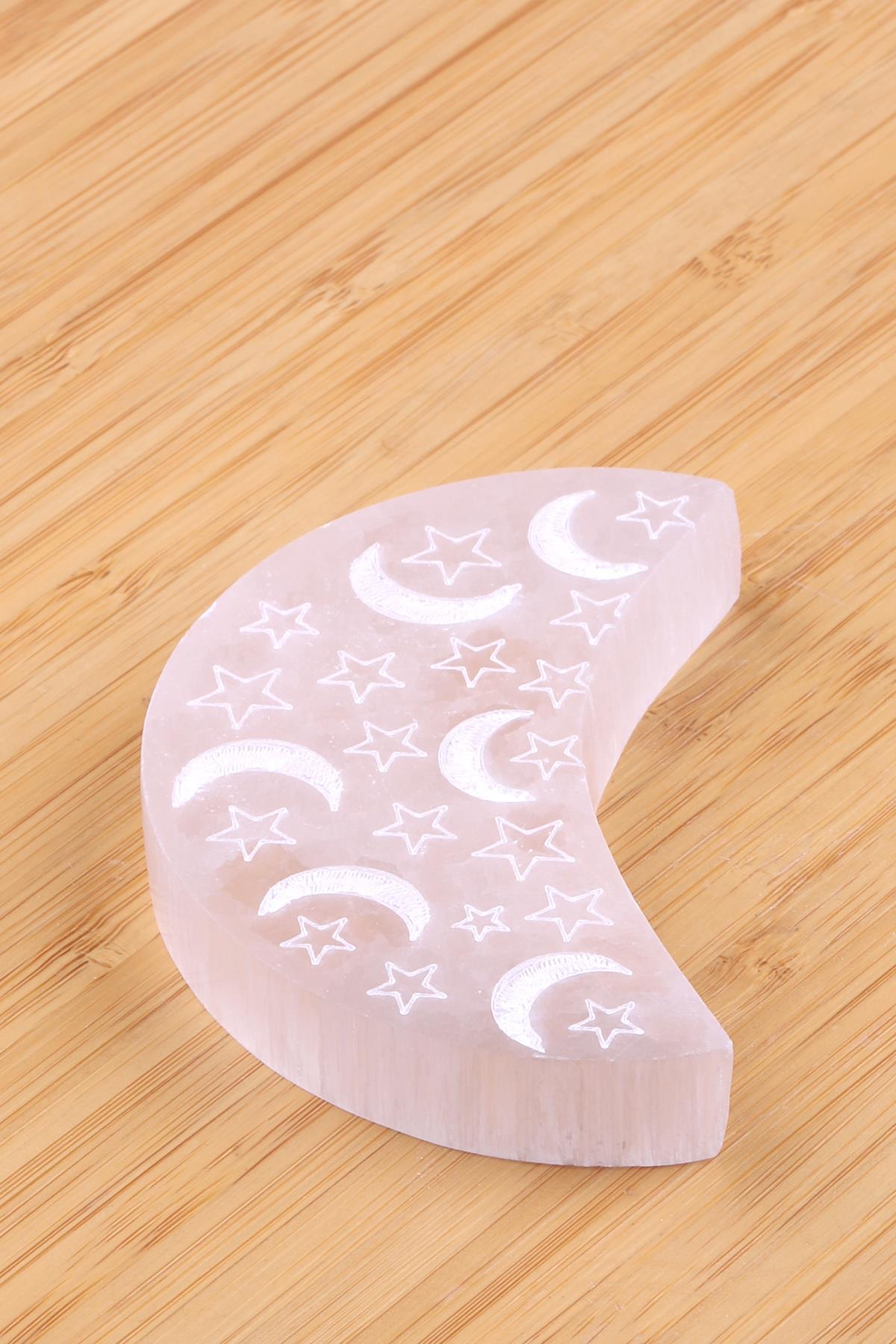 Selenit Doğal Taş Lazer İşlemeli Parça 