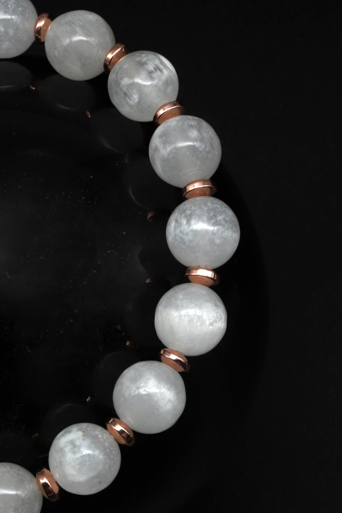 Selenit Doğal Taş Makrome Örme Bileklik