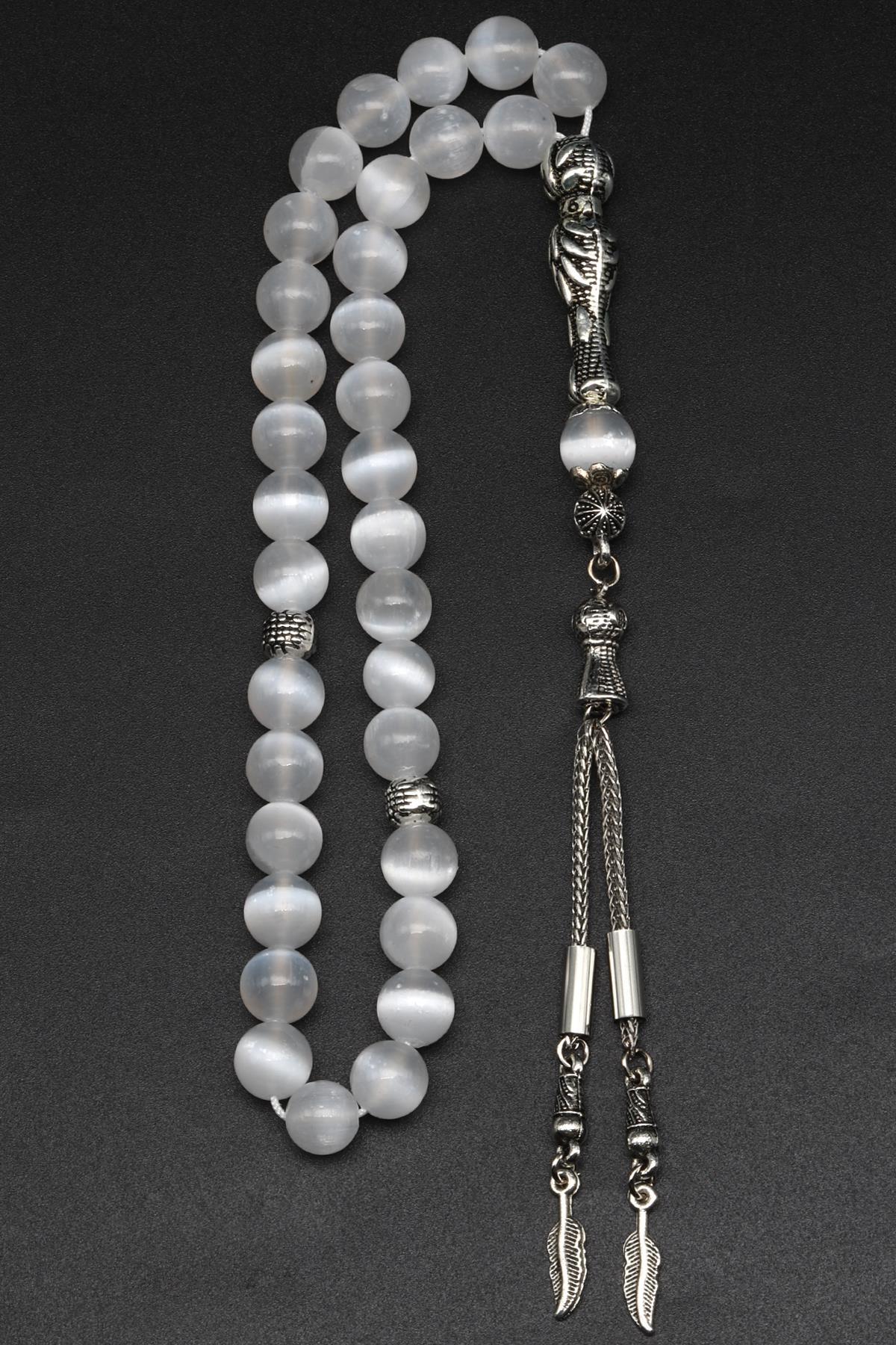 Selenit Doğal Taş Tesbih 8 mm Küre Kesim