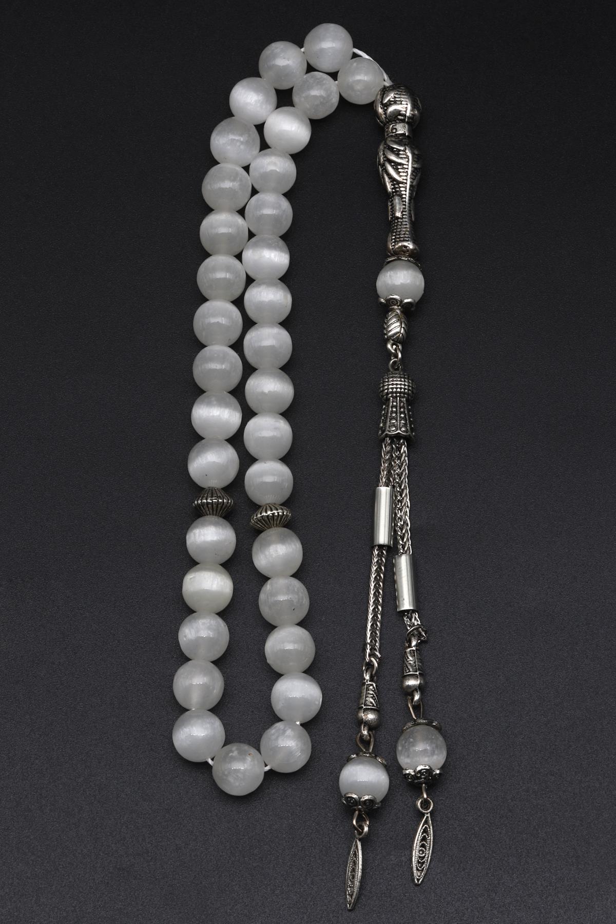 Selenit Doğal Taş Tesbih 8 mm Küre Kesim