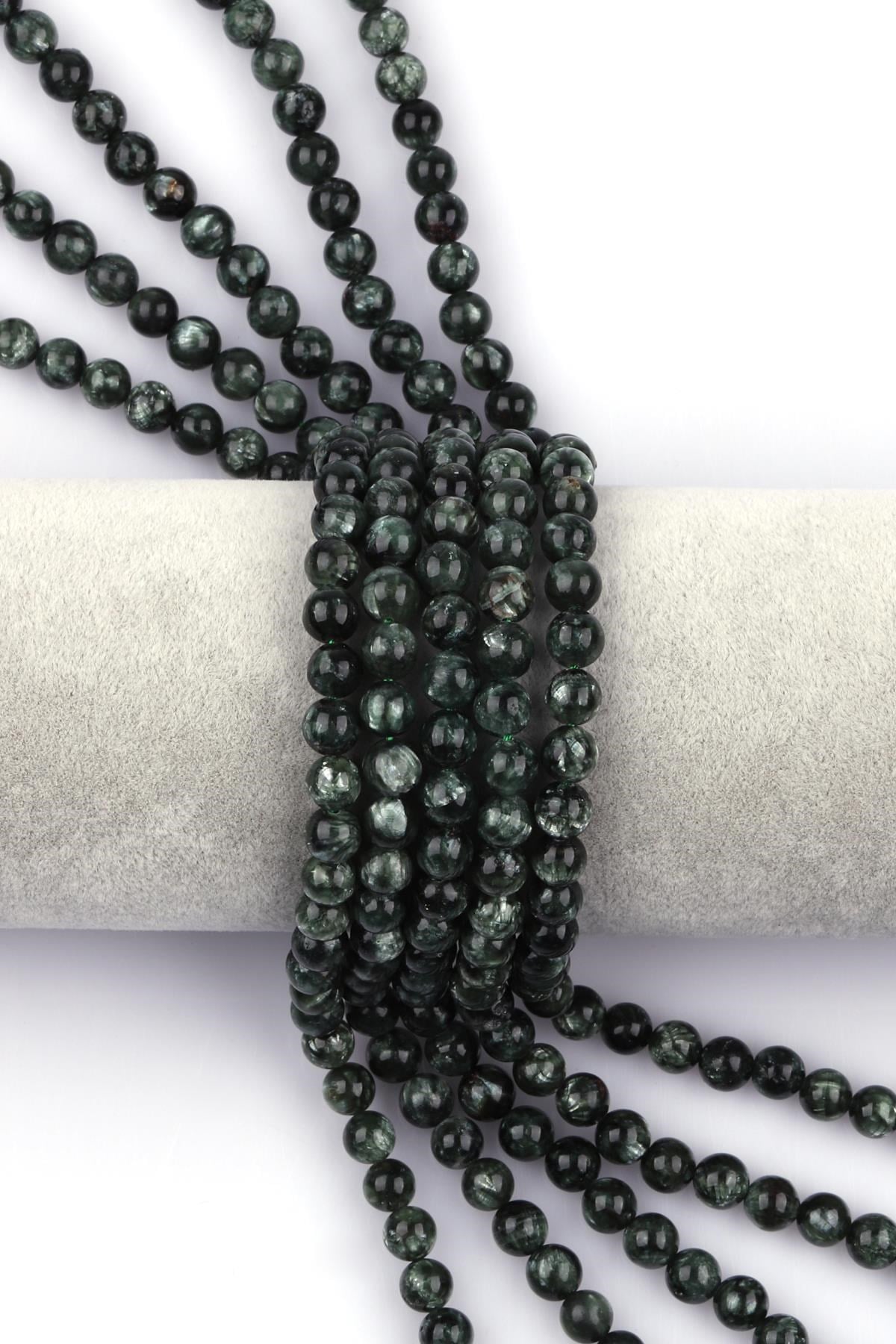 Serafinit ( Seraphinite ) Doğal Taş Dizi 8 mm Küre Kesim