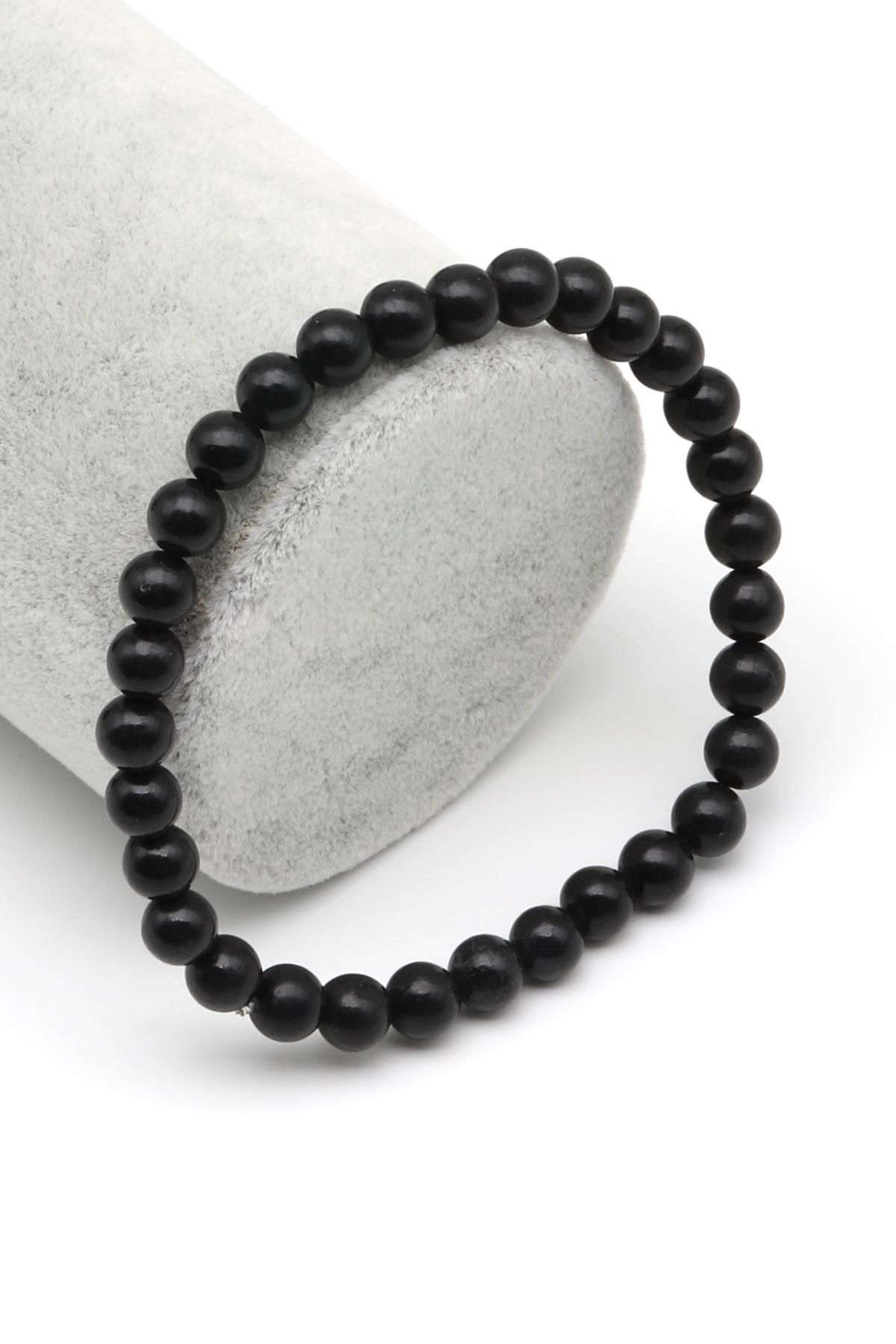 Shungite Doğal Taş Bileklik 6 mm Küre Kesim