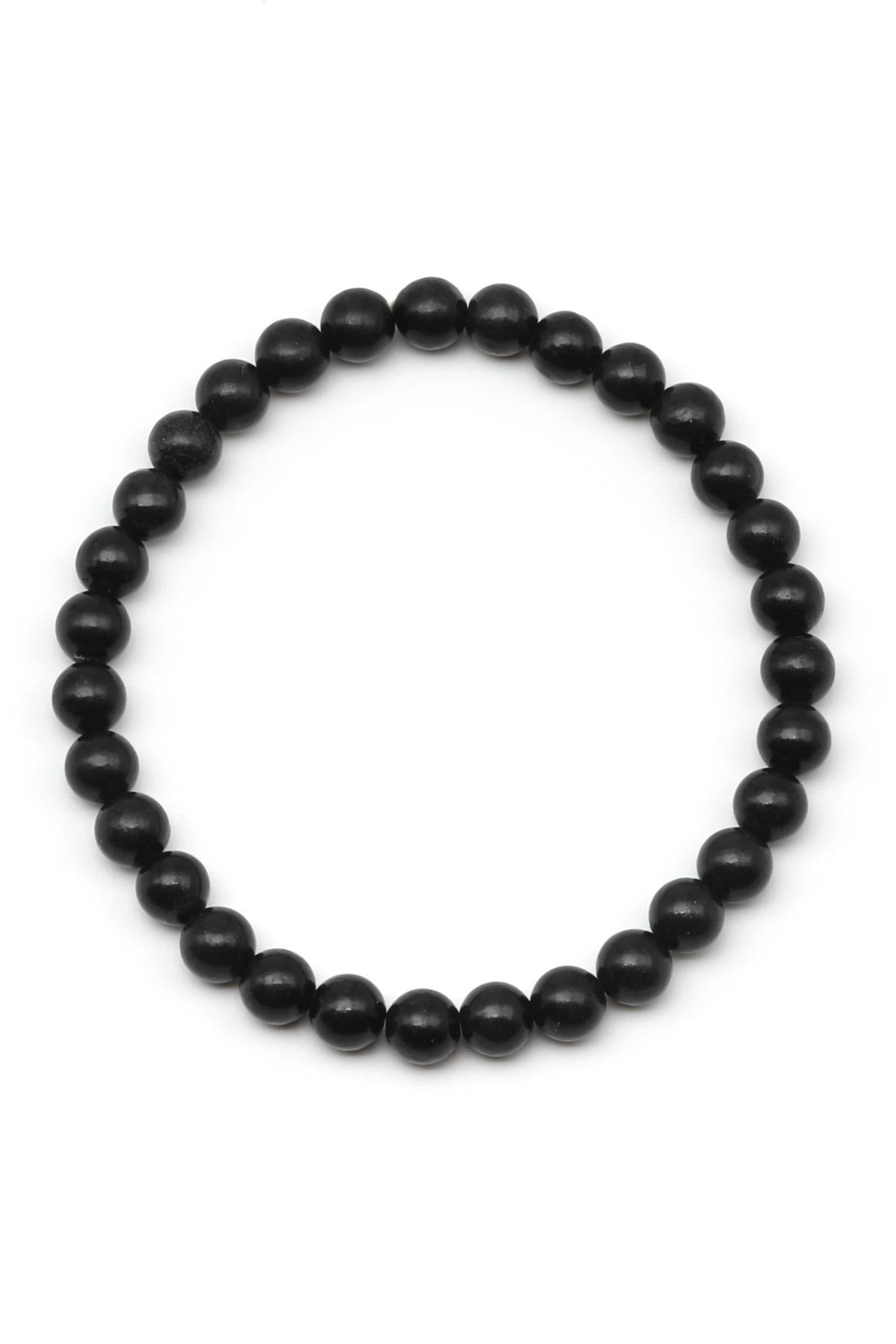 Shungite Doğal Taş Bileklik 6 mm Küre Kesim