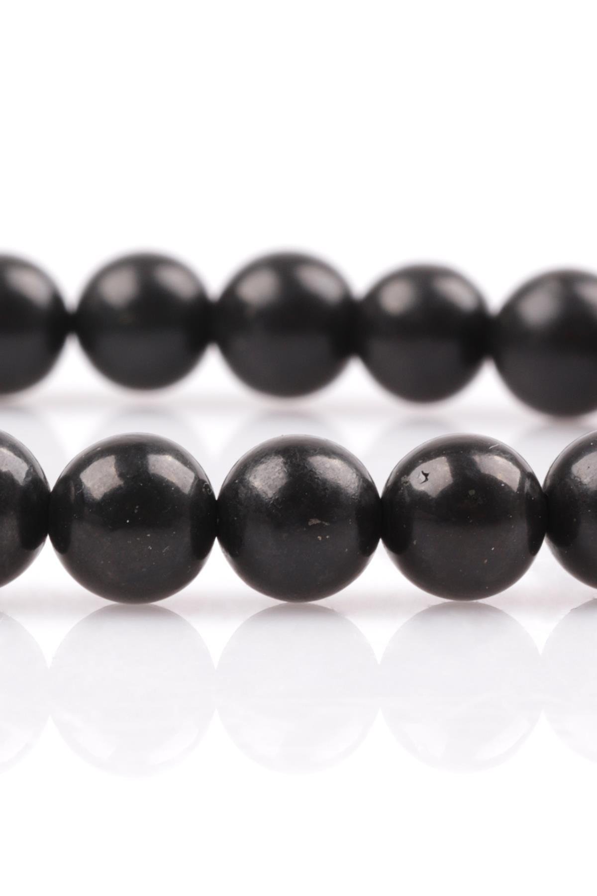 Shungite Doğal Taş Bileklik 6 mm Küre Kesim