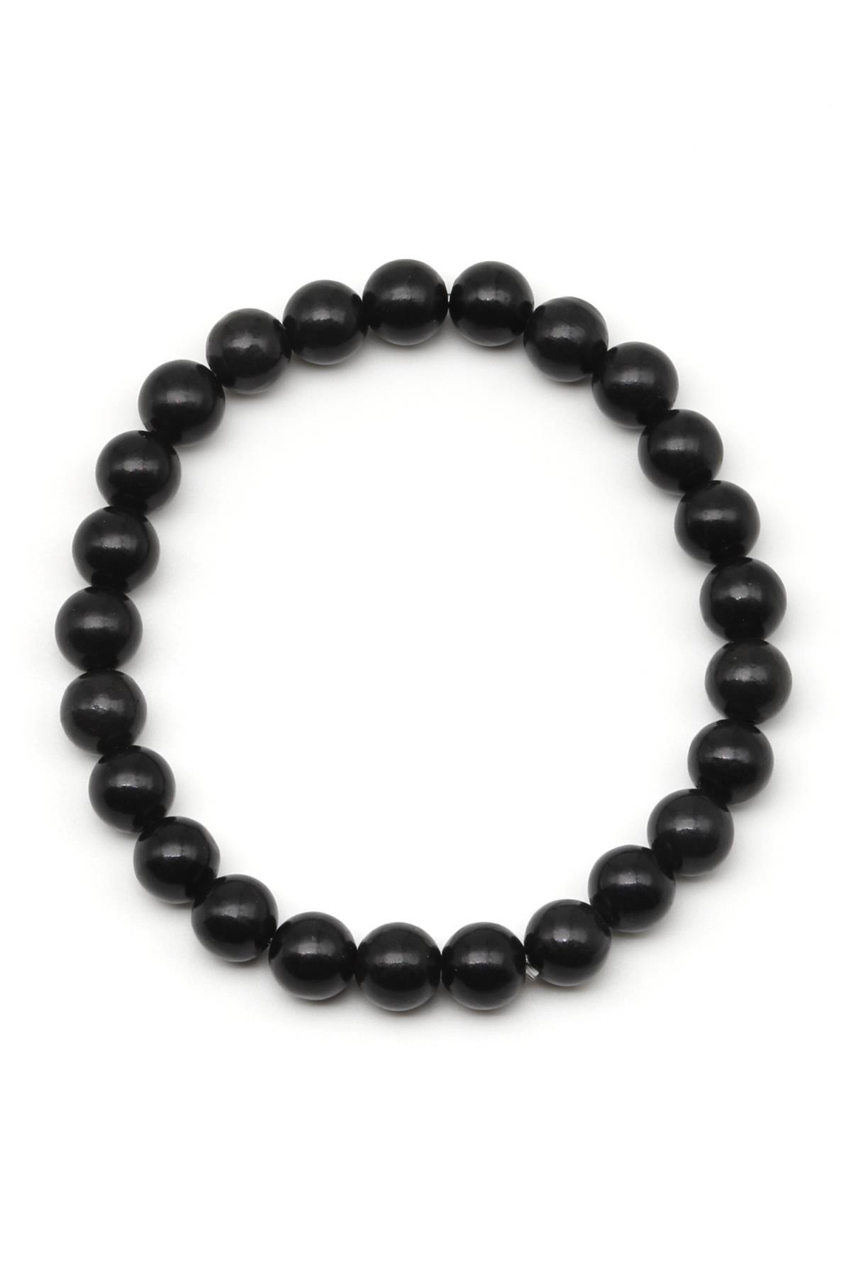 Shungite Doğal Taş Bileklik 8 mm Küre Kesim
