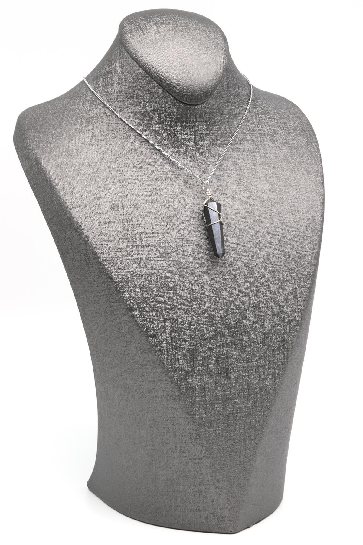 Shungite Doğal Taş Tel Sarmalı Kolye