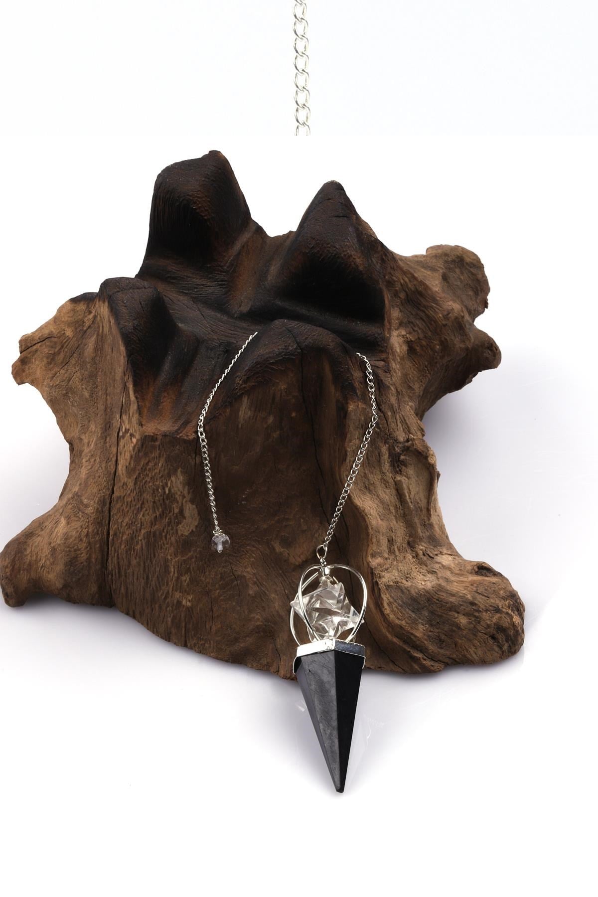 Shungite - Kristal Kuvars Doğal Taş Markaba Model Pandül