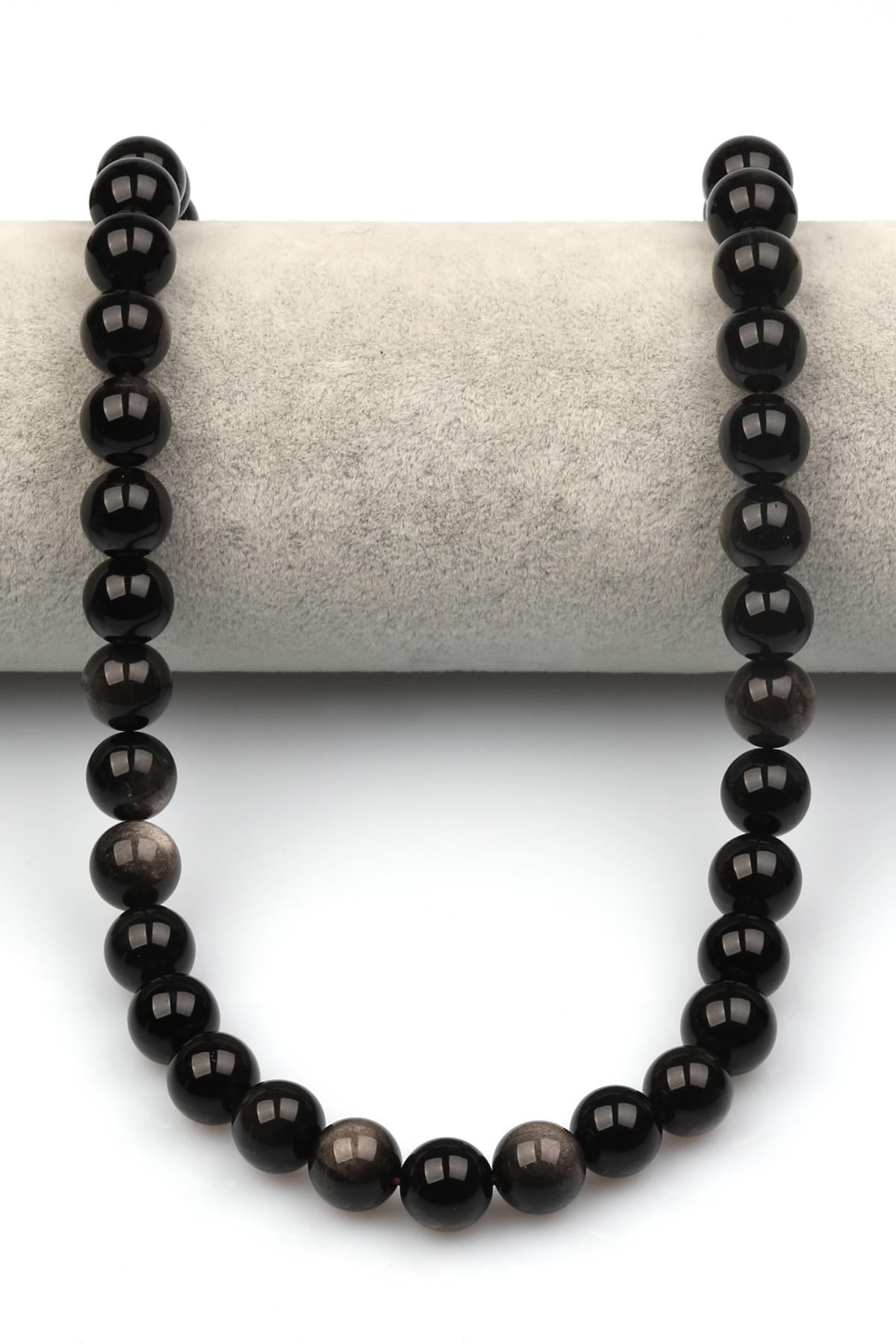 Silver Obsidyen Doğaltaş Dizi 10 mm Küre Kesim