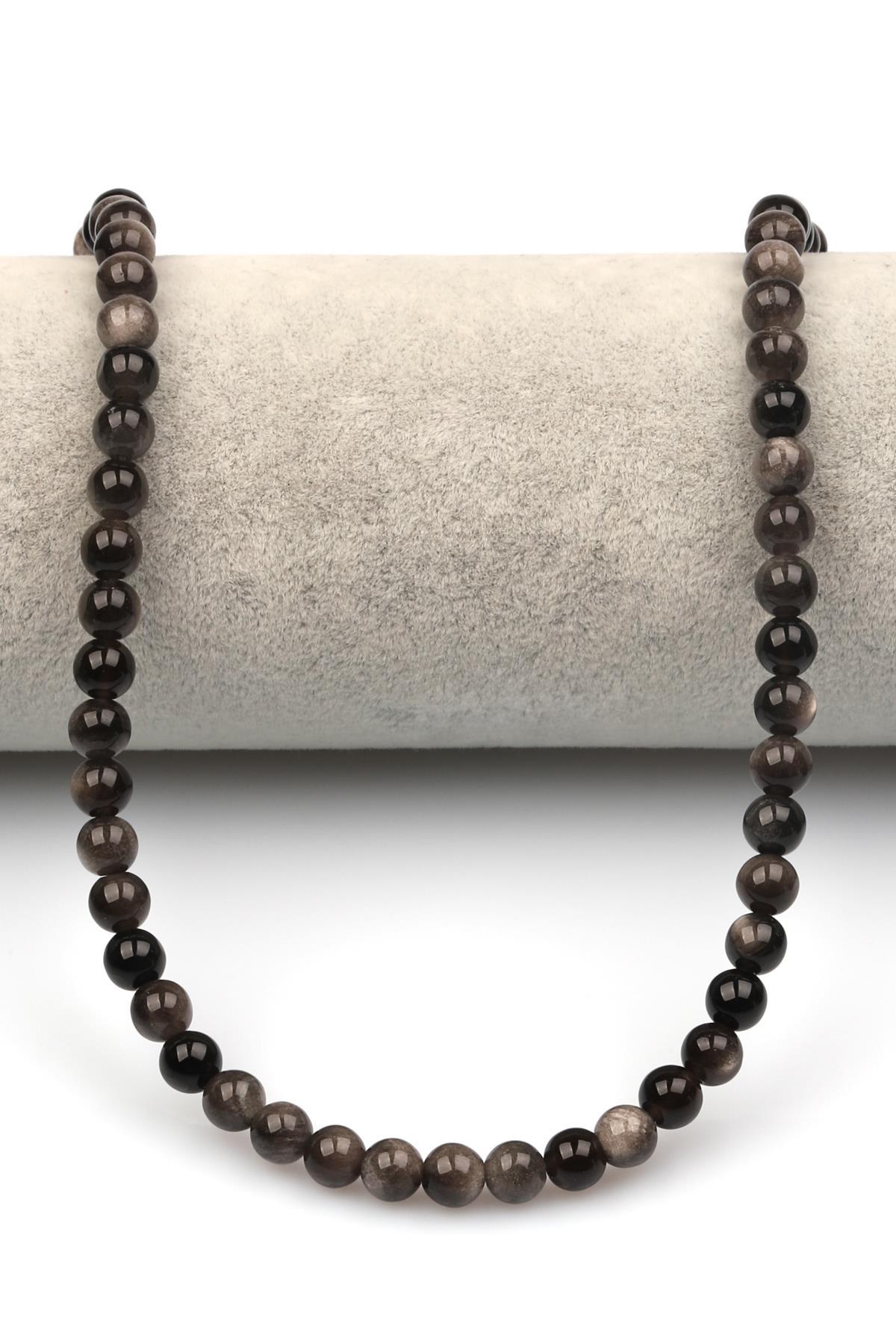 Silver Obsidyen Doğaltaş Dizi 6 mm Küre Kesim