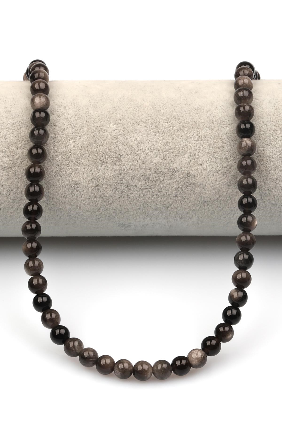 Silver Obsidyen Doğaltaş Dizi 6 mm Küre Kesim