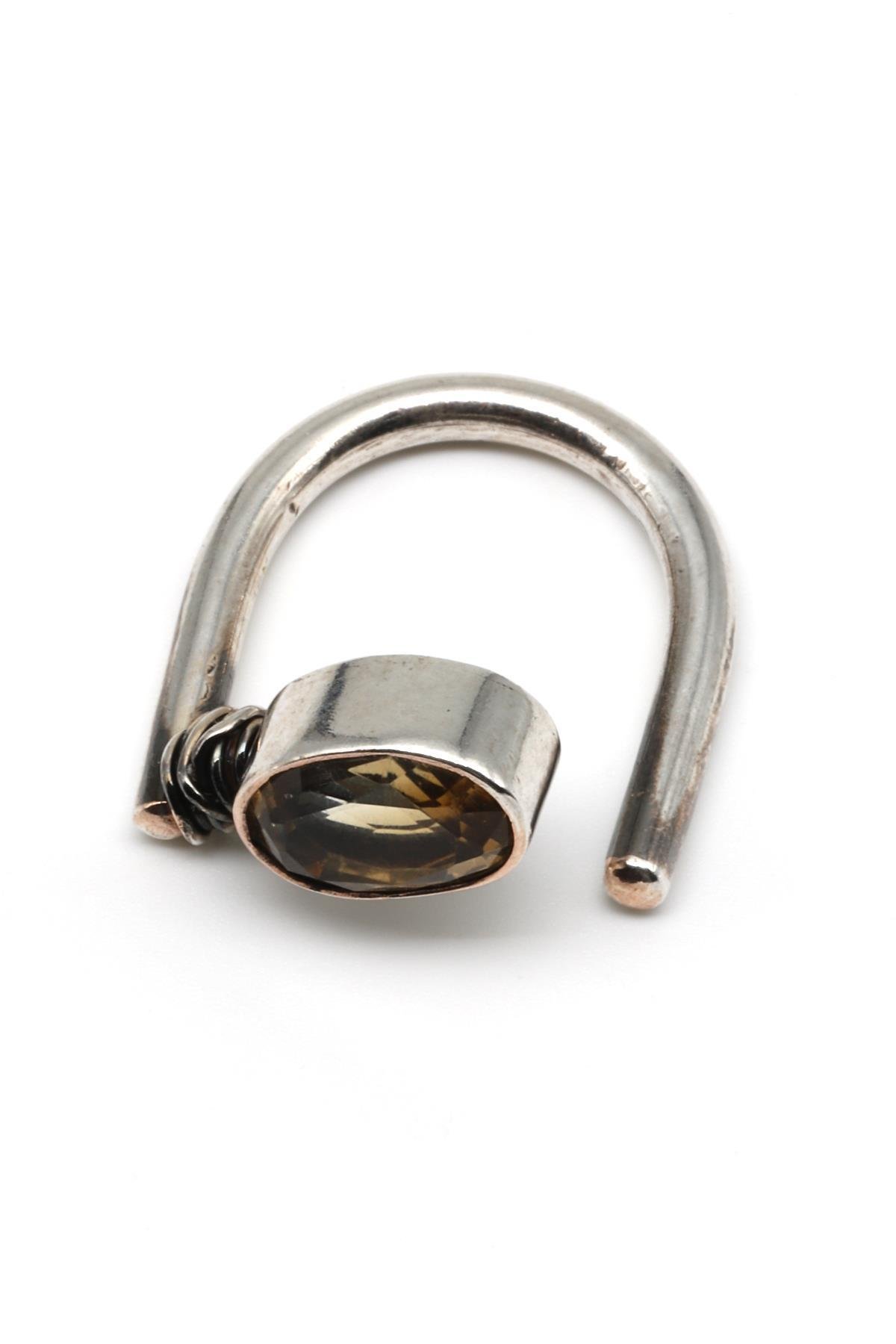 Sitrin Doğal Taş 925 Ayar Gümüş Ayarlanabilir Yüzük