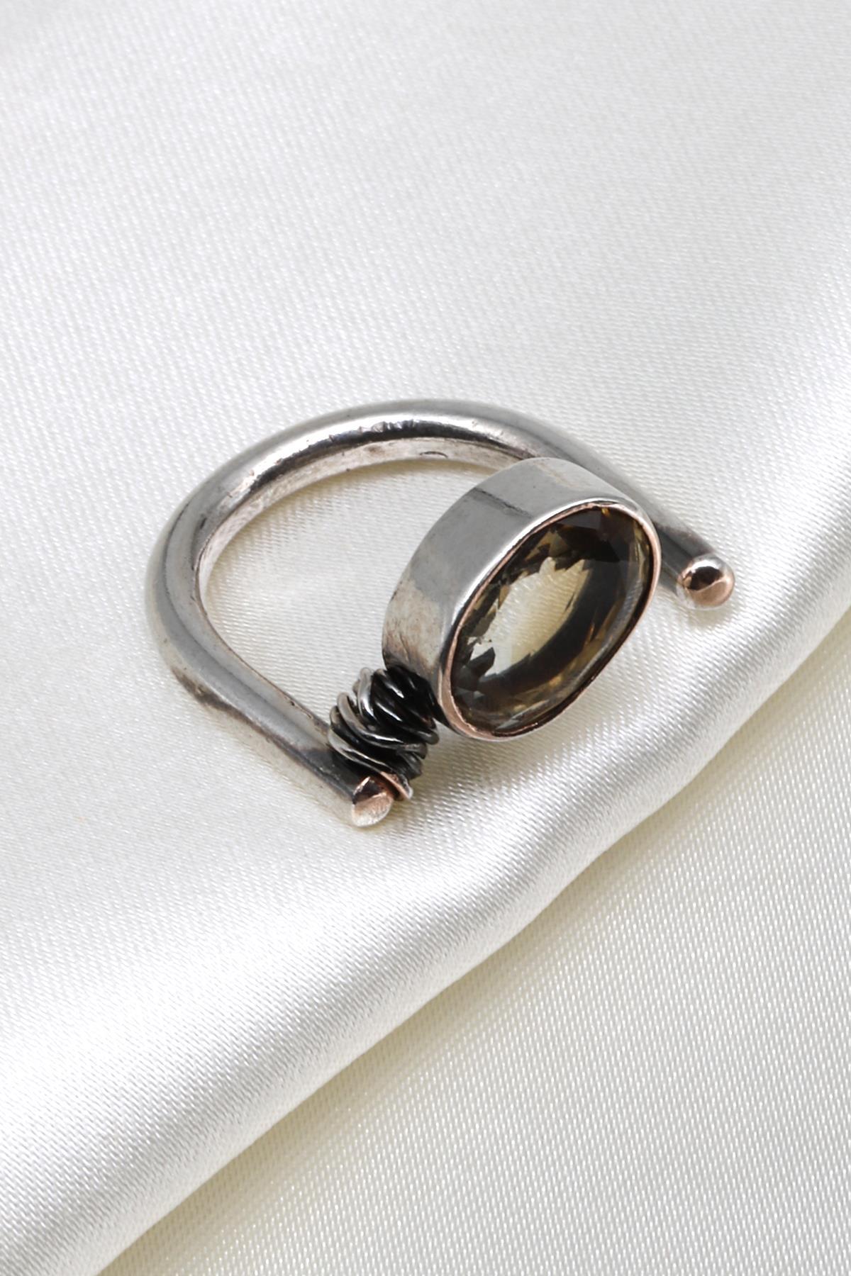 Sitrin Doğal Taş 925 Ayar Gümüş Ayarlanabilir Yüzük