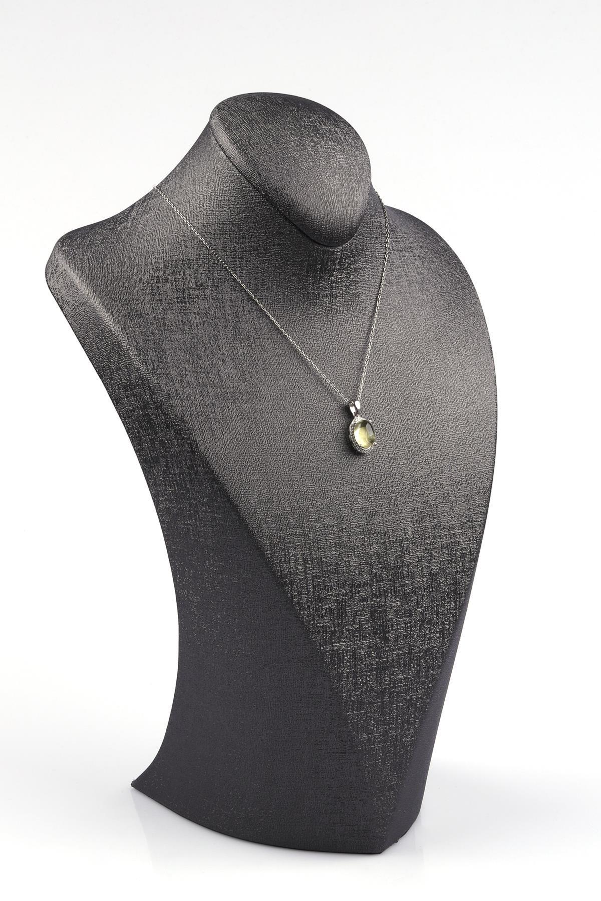 Sitrin Doğal Taş 925 Ayar Gümüş Kolye