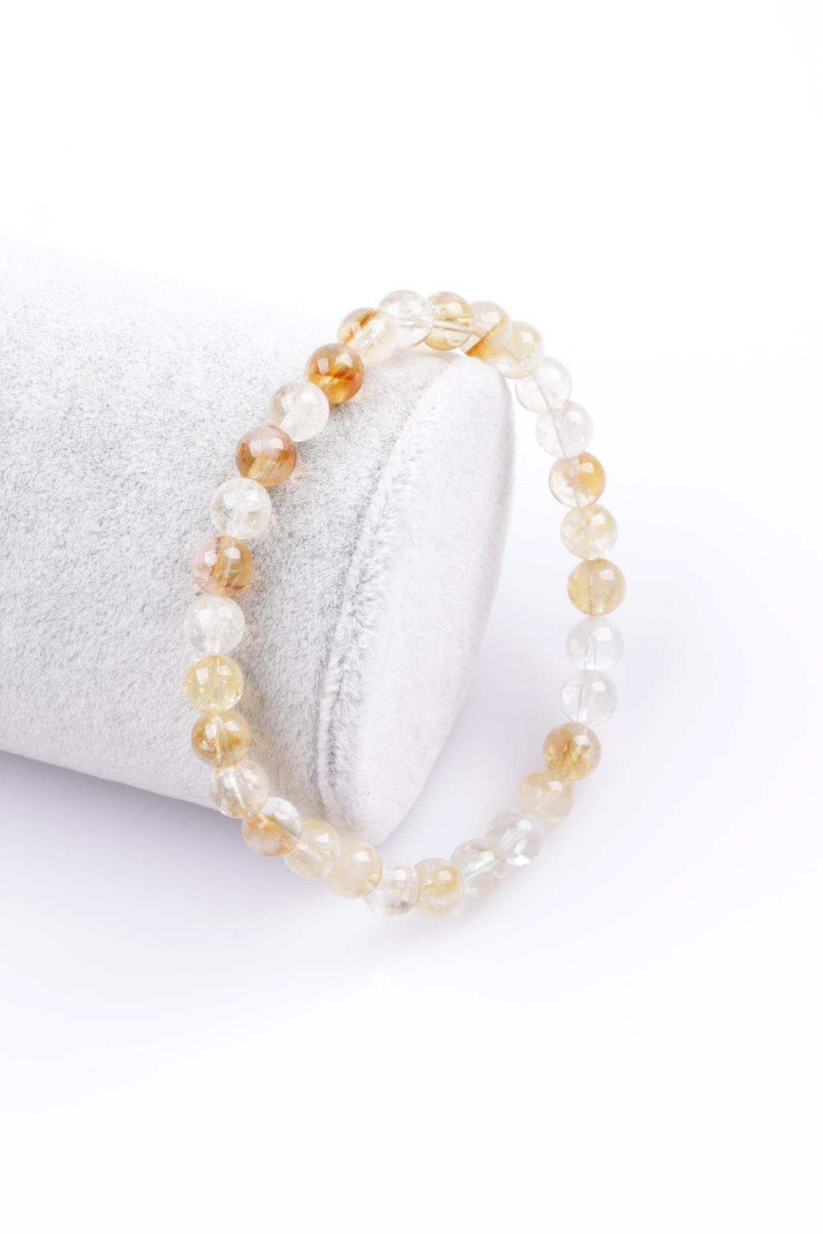 Sitrin Doğal Taş Bileklik 6 mm Küre Kesim