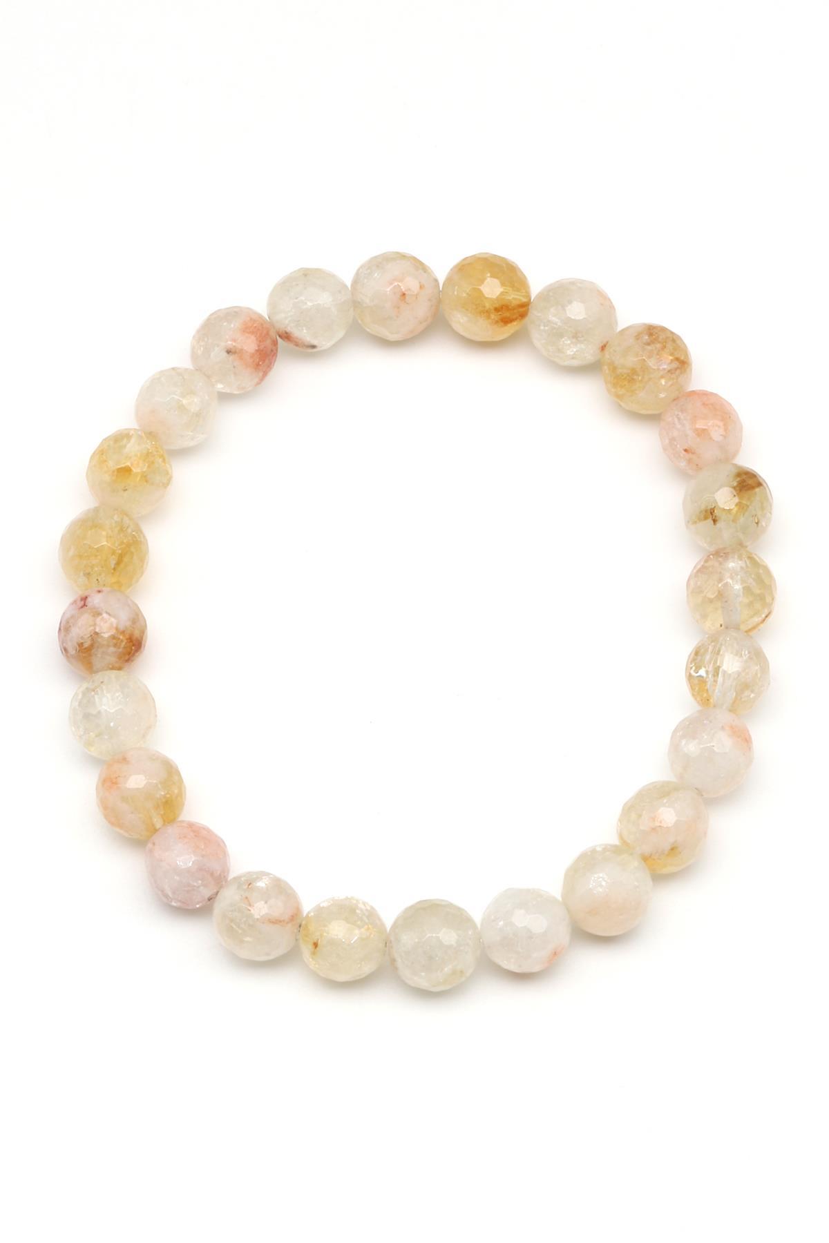 Sitrin Doğal Taş Bileklik 8 mm Fasetli Küre Kesim