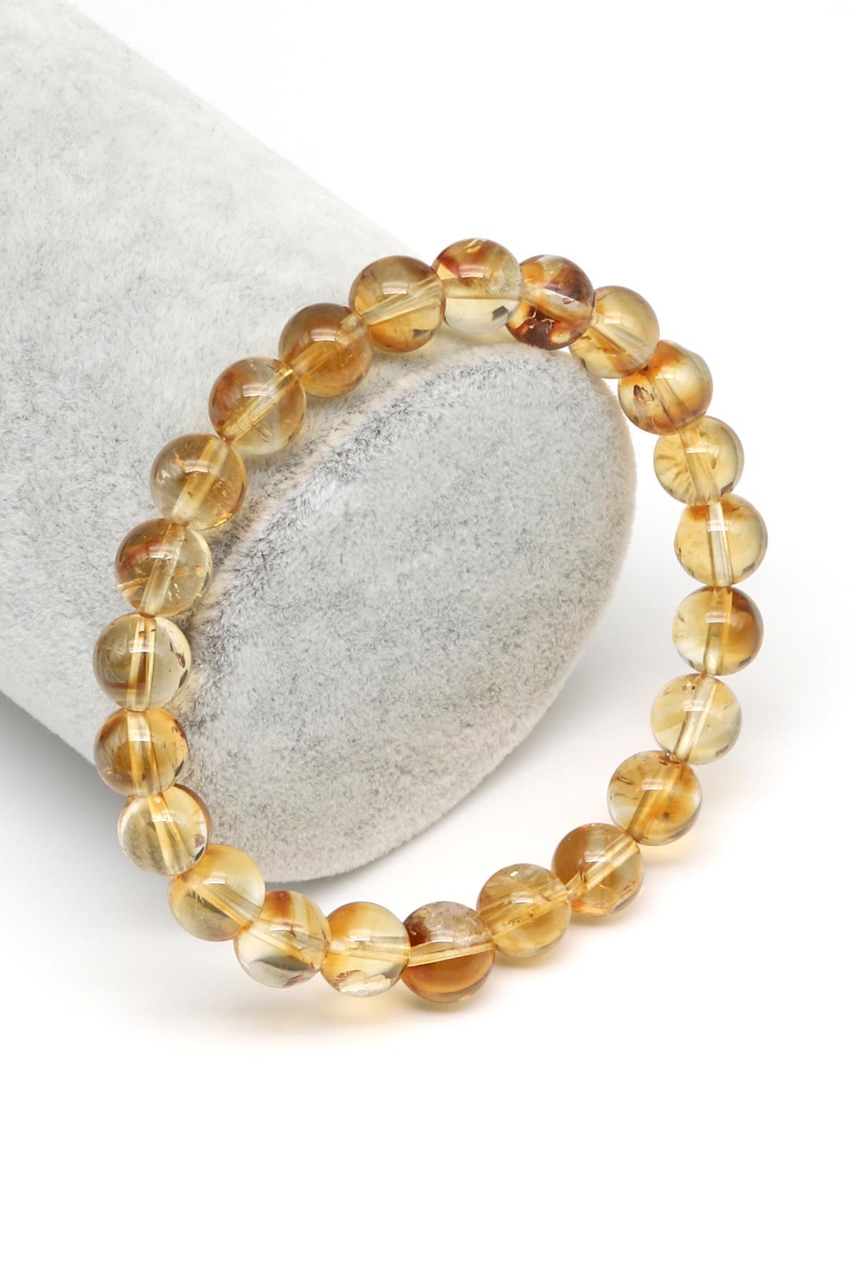 Sitrin Doğal Taş Bileklik 8 mm Küre Kesim