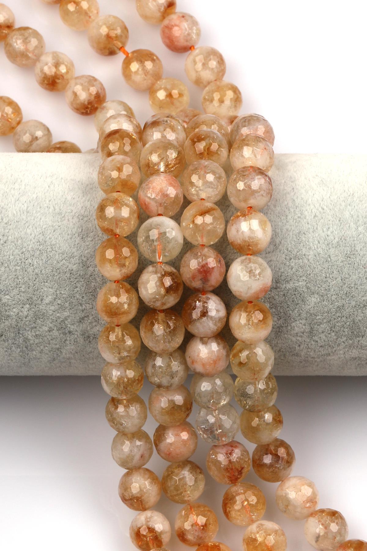 Sitrin Doğal Taş Dizi 10 mm Fasetli Küre Kesim