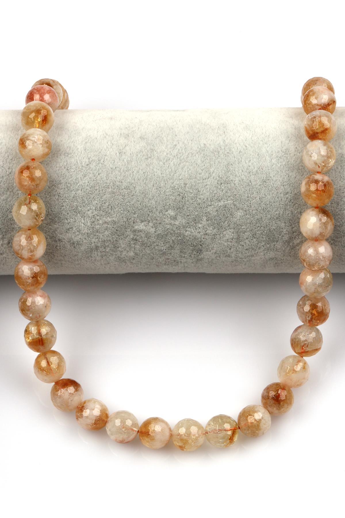 Sitrin Doğal Taş Dizi 10 mm Fasetli Küre Kesim