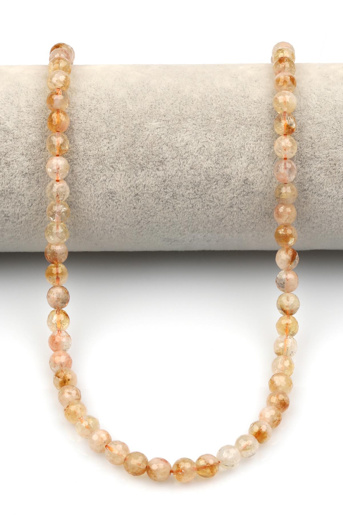 Sitrin Doğal Taş Dizi 6 mm Fasetli Küre Kesim