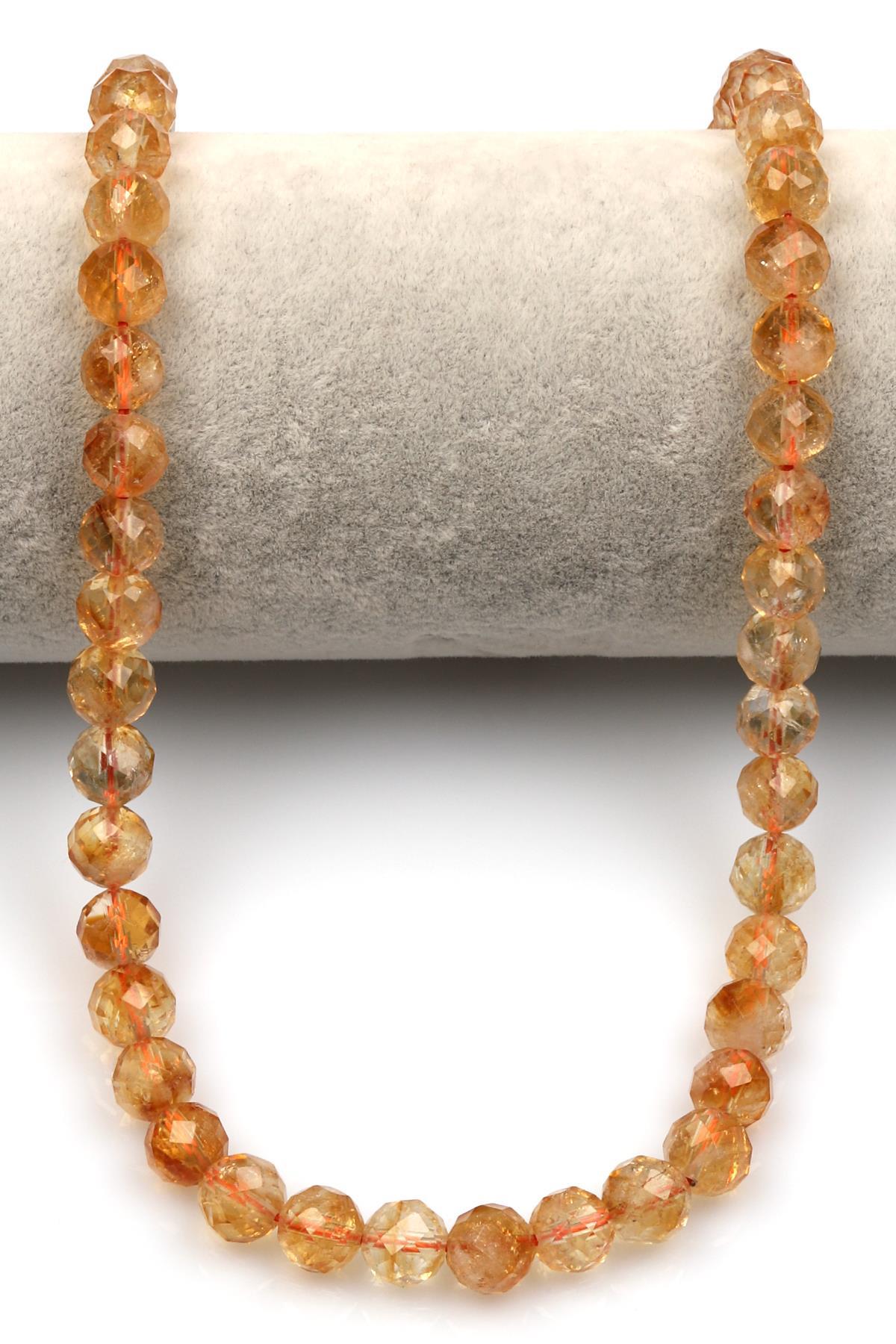 Sitrin Doğal Taş Dizi 8 mm Fasetli Küre Kesim