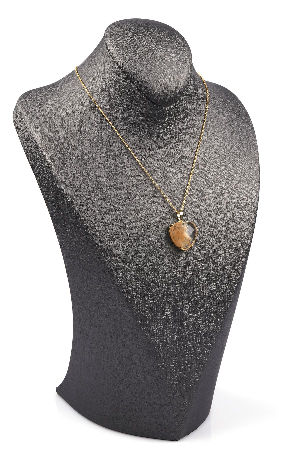 Sitrin Doğal Taş Gold Renkli Kolye