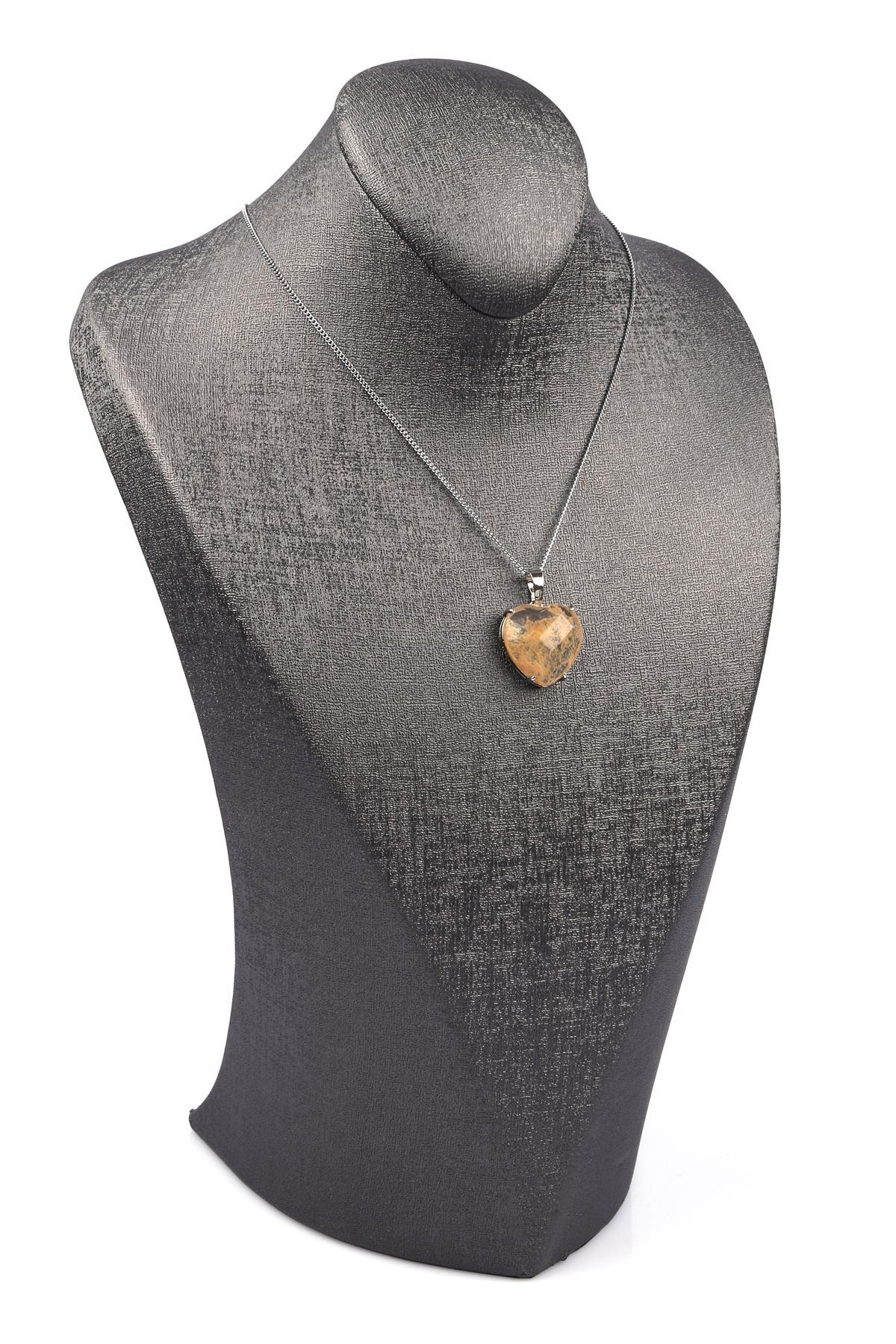 Sitrin Doğal Taş Gümüş Renkli Kolye