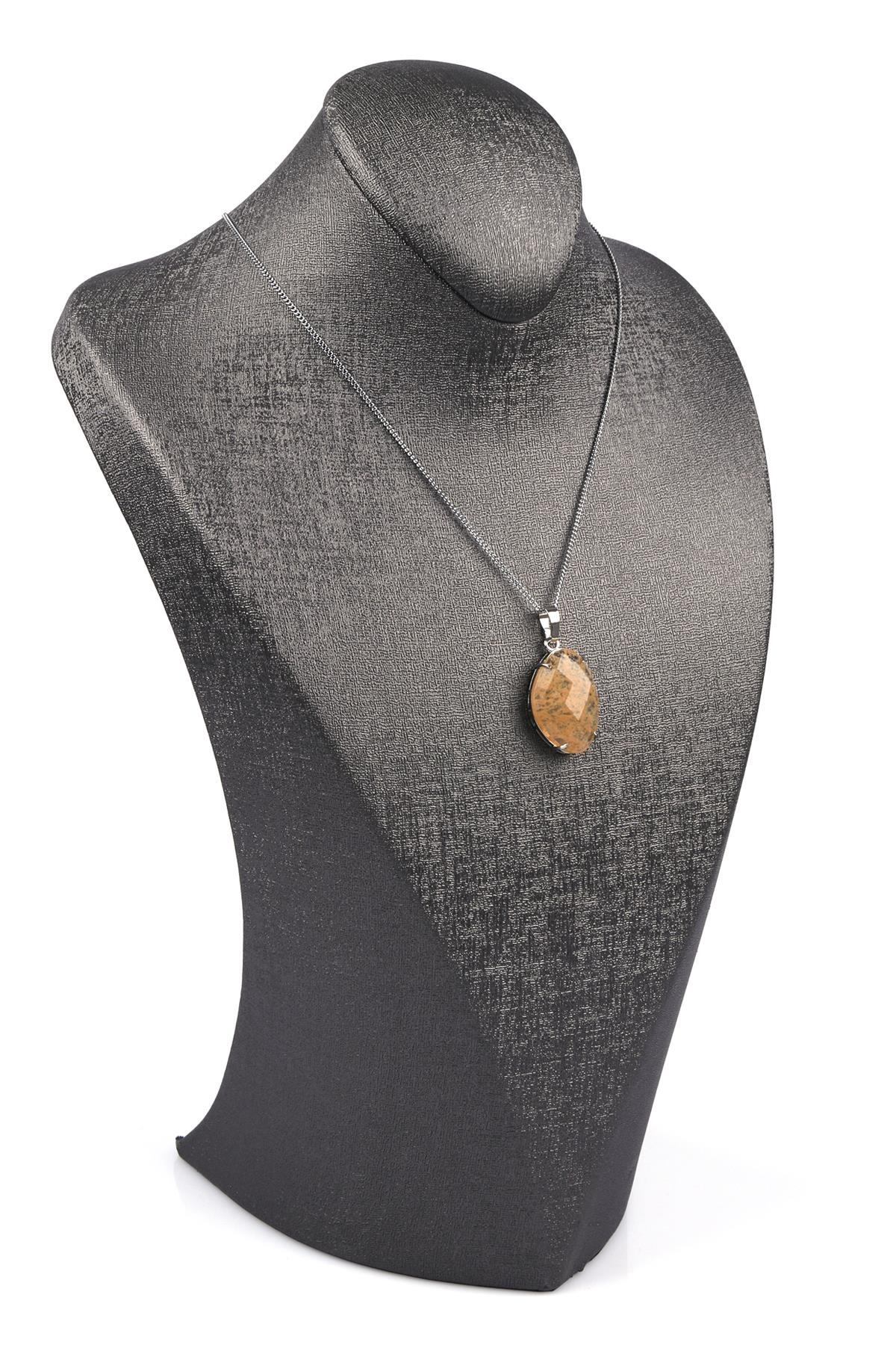 Sitrin Doğal Taş Gümüş Renkli Kolye