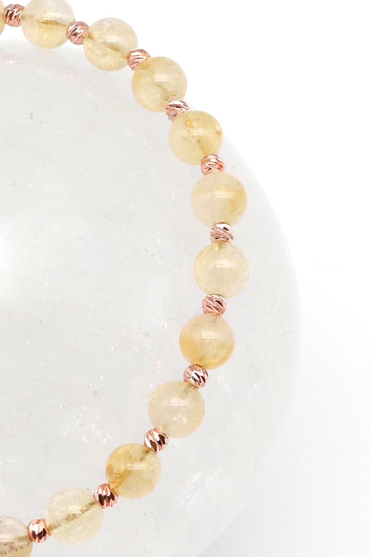 Sitrin Doğal Taş Makrome Örme Bileklik Küre Kesim