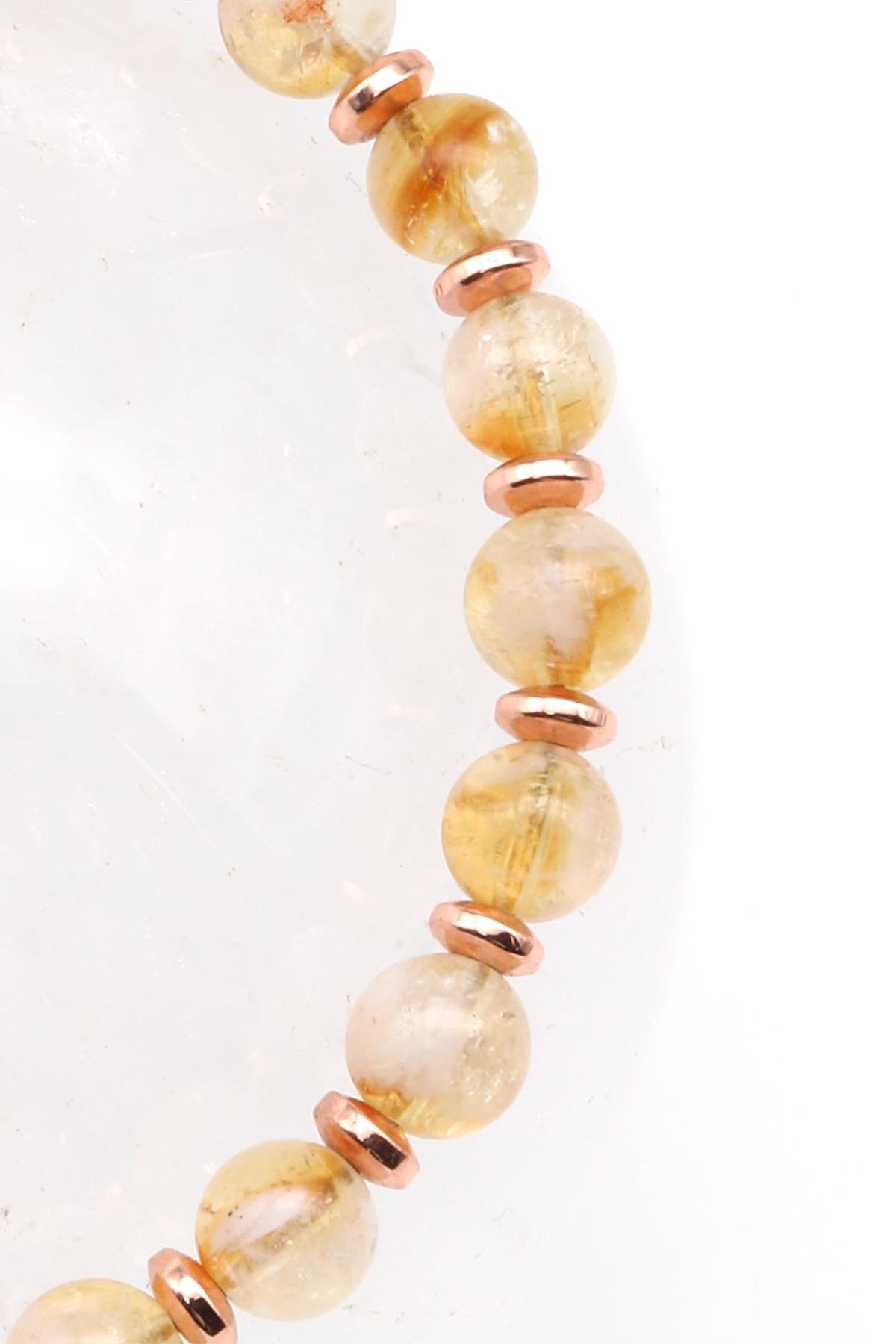 Sitrin Doğal Taş Makrome Örme Bileklik