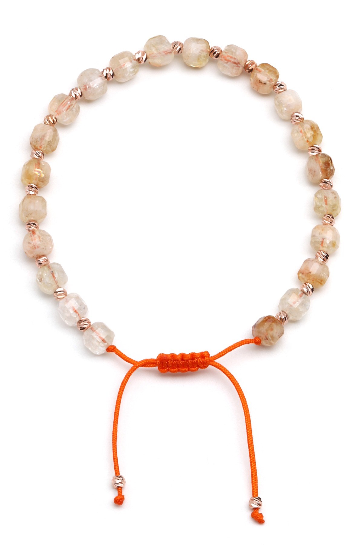 Sitrin Doğal Taş Makrome Örme Bileklik Küp Kesim - BMK-666