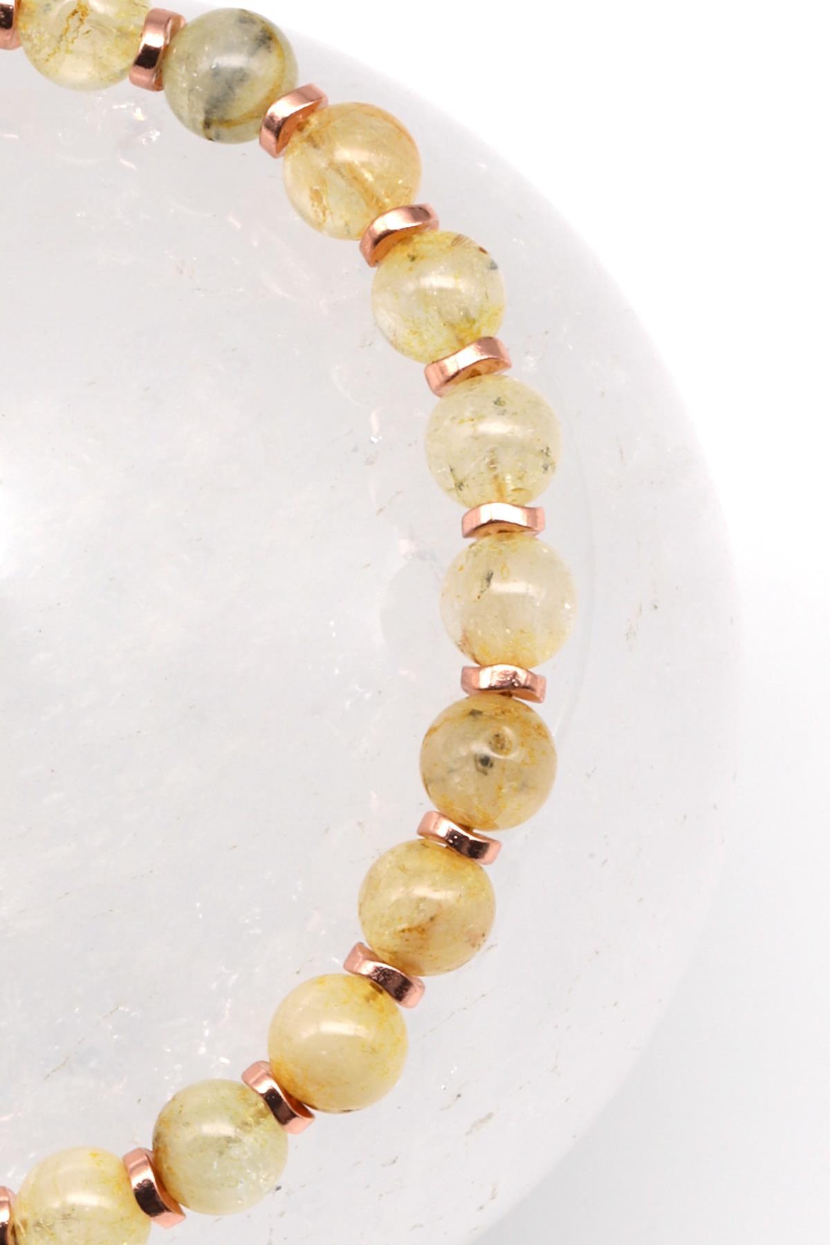 Sitrin Doğal Taş Makrome Örme Bileklik